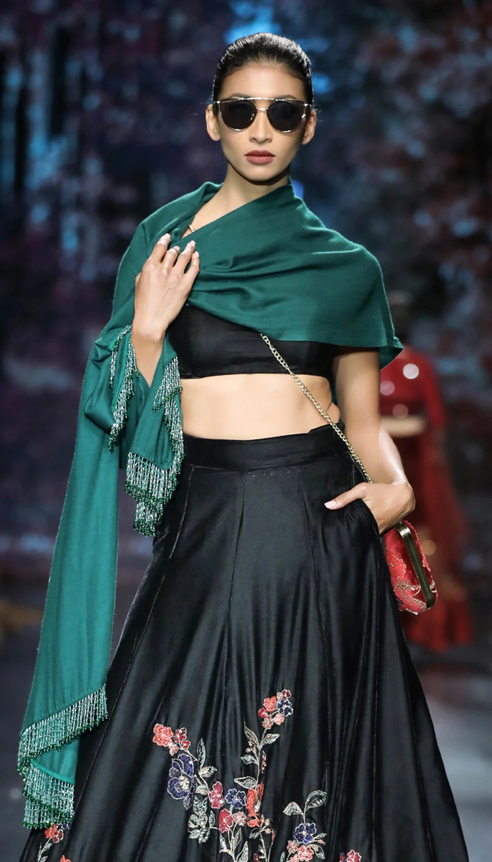 Midnight Black Velvet Lehenga