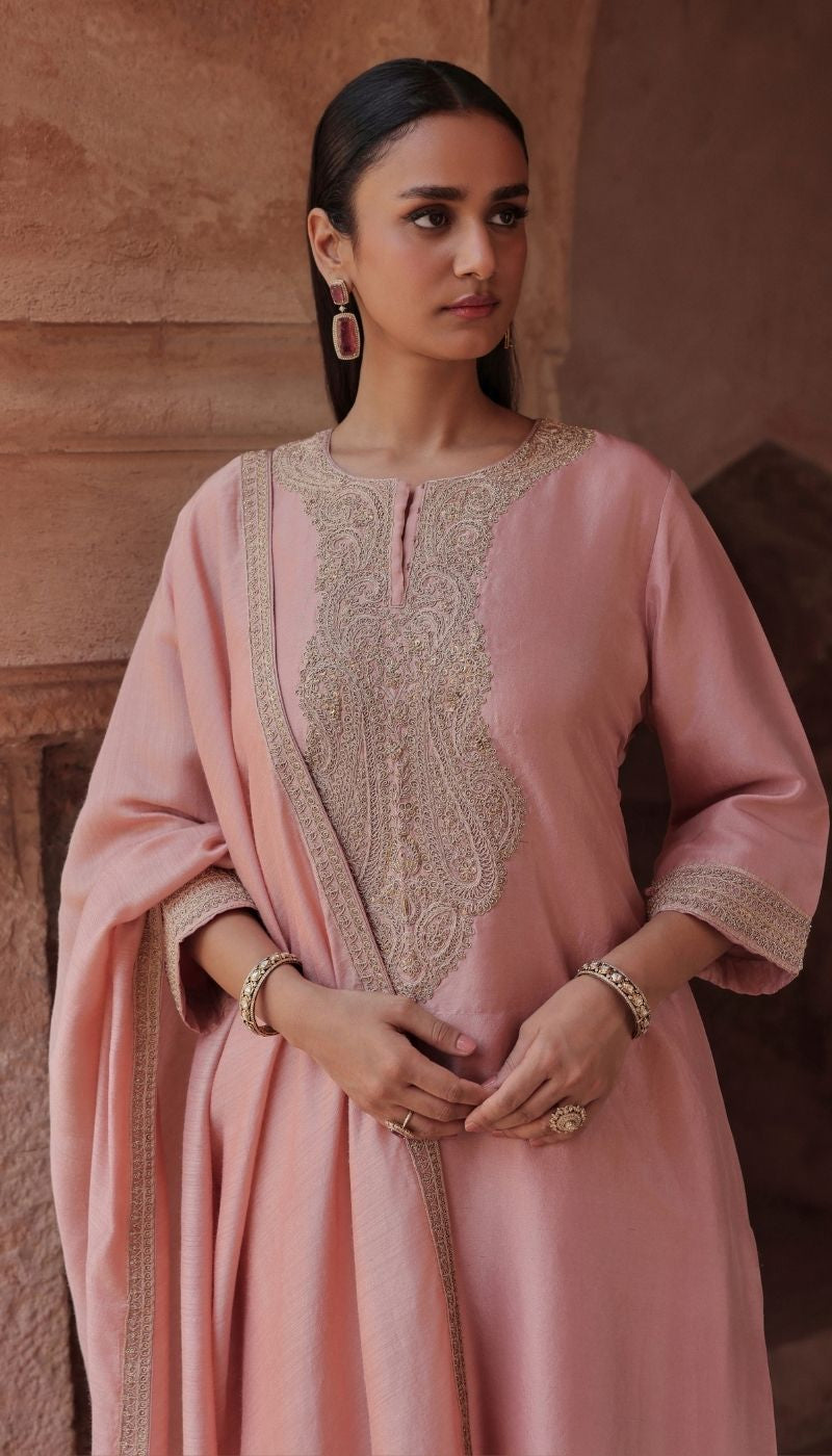 A Blush Rose Dupion Silk Kurta Set
