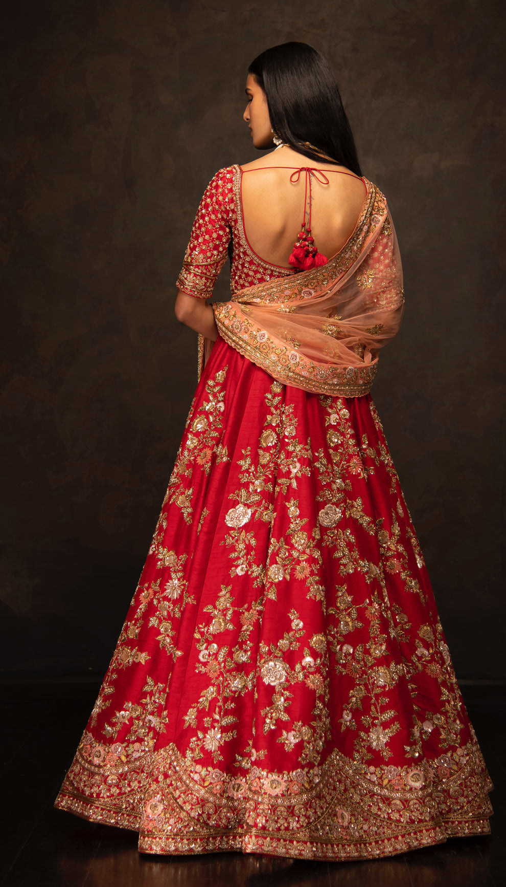 The Red Zardozi Embroidered Bridal Lehenga