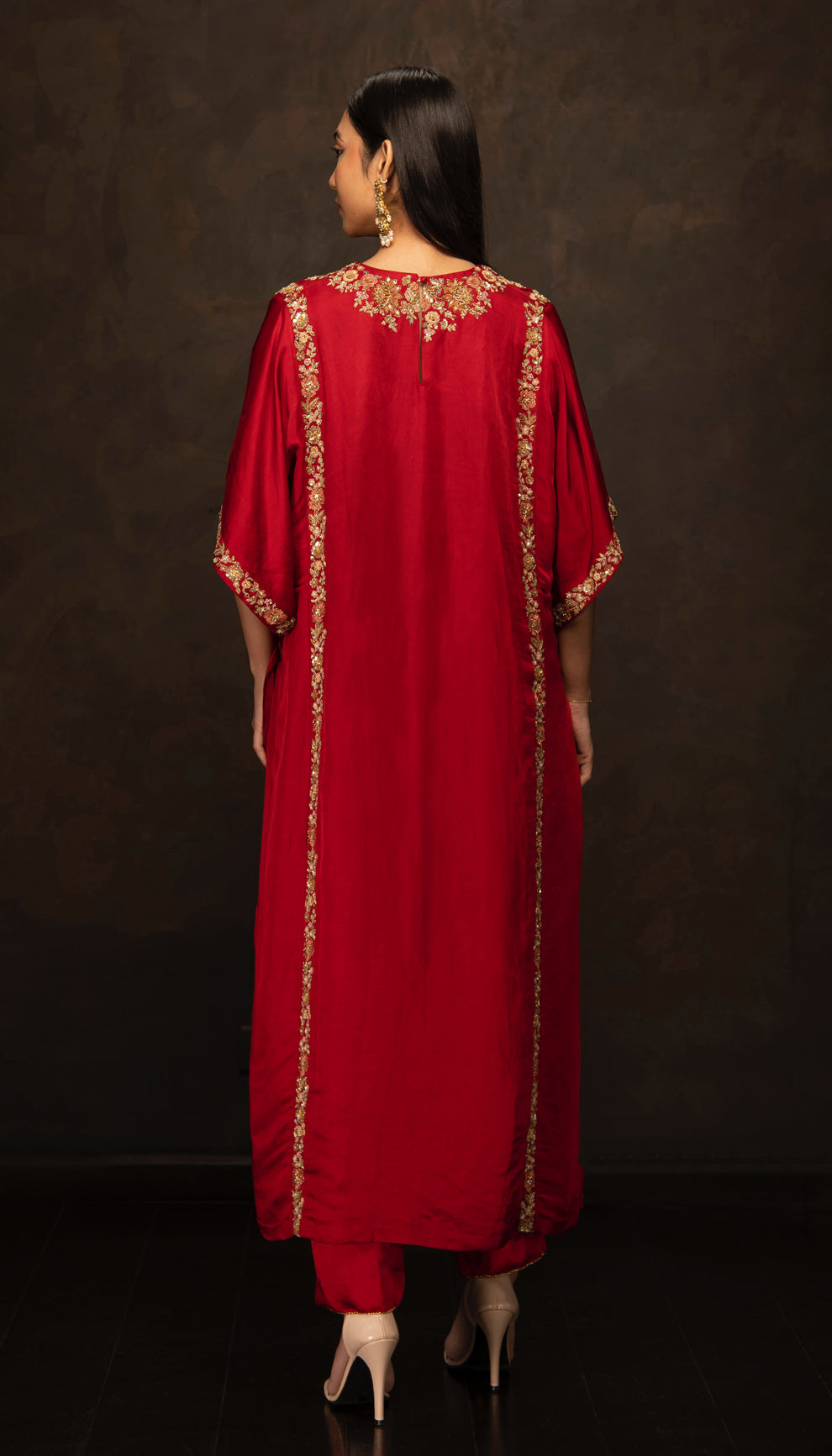 The Deep Red Embroidered Kurta Set