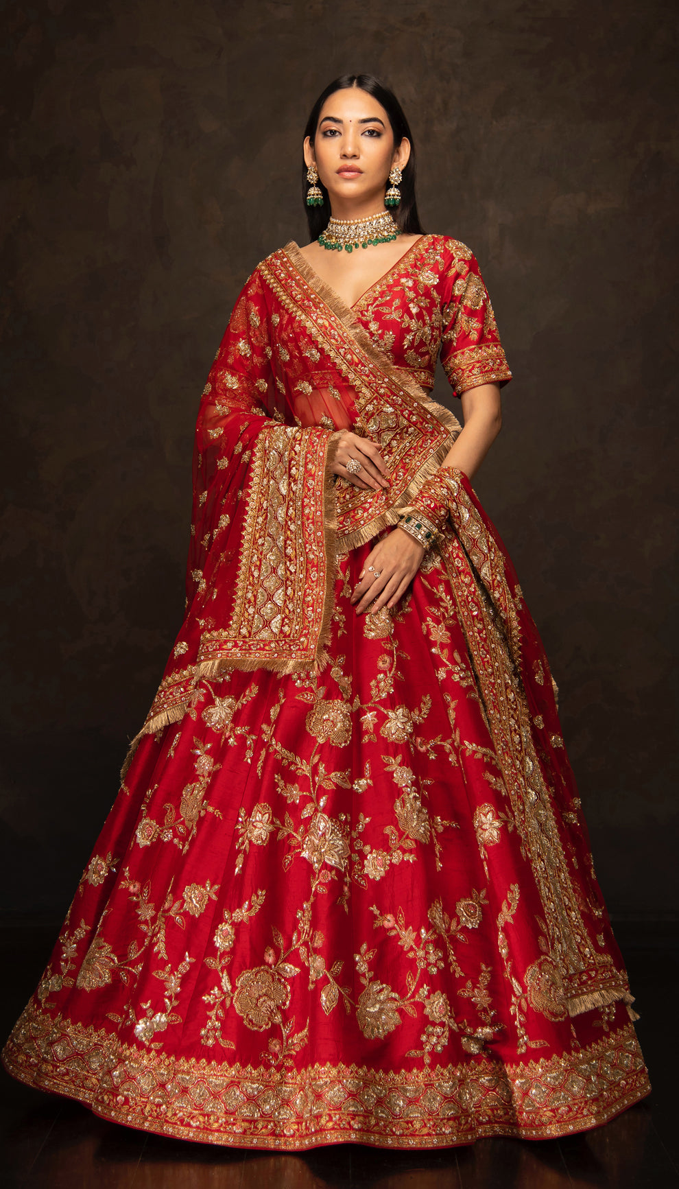 The Rich Red Zardozi Embroidered Bridal Lehenga