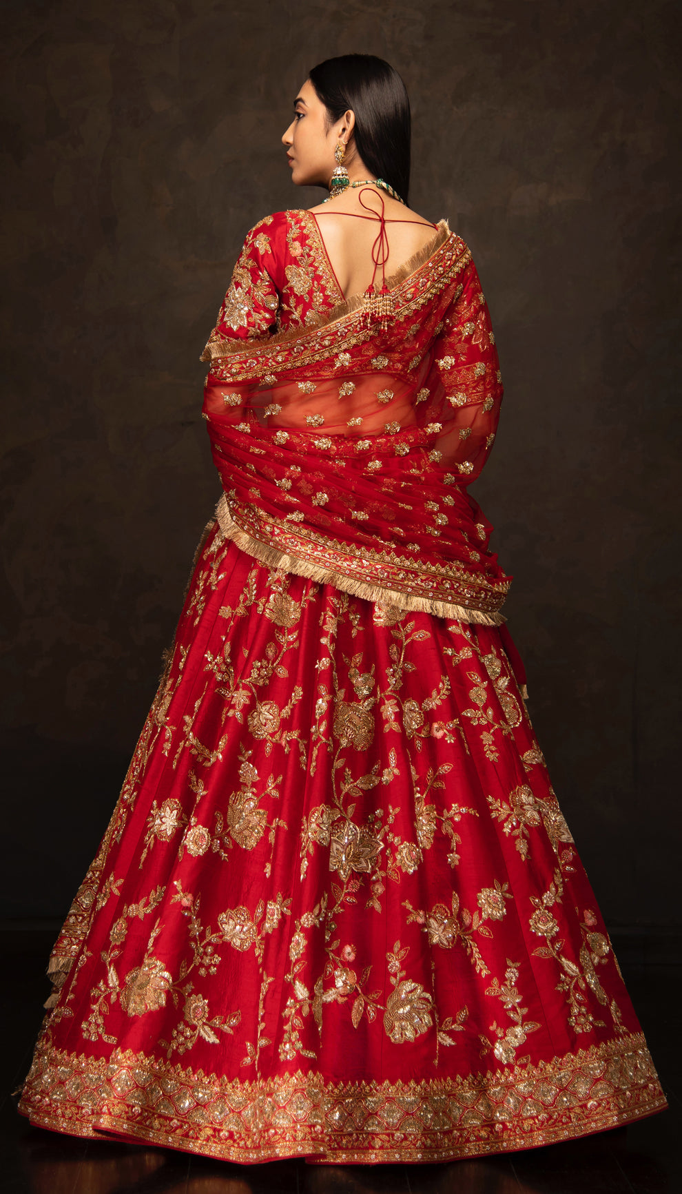 The Rich Red Zardozi Embroidered Bridal Lehenga