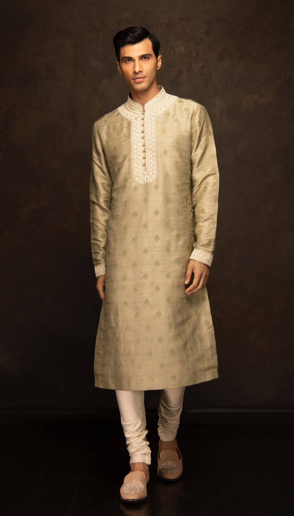 The Fennel Green Raw Silk Kurta