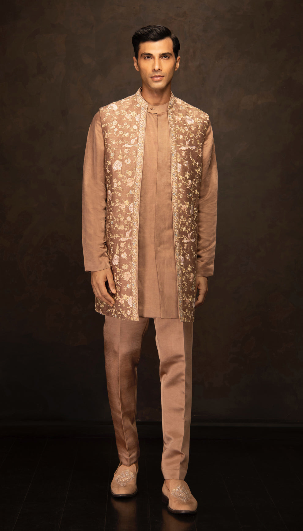The Light Brown Embroidered Bandi