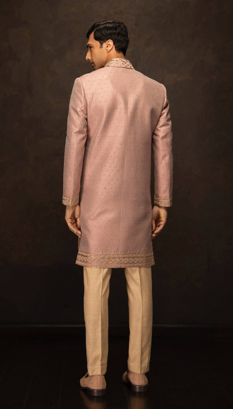 The Blush Pink Raw Silk Sherwani