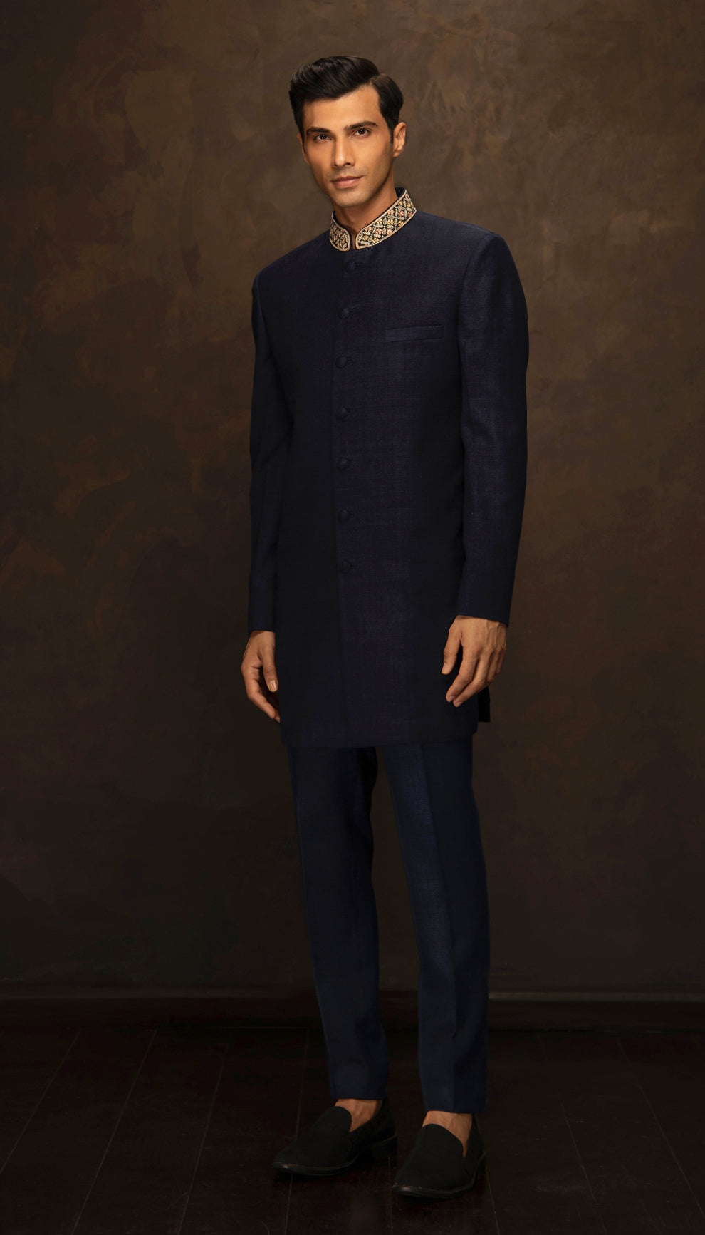 The Classic Black Matka Silk Sherwani