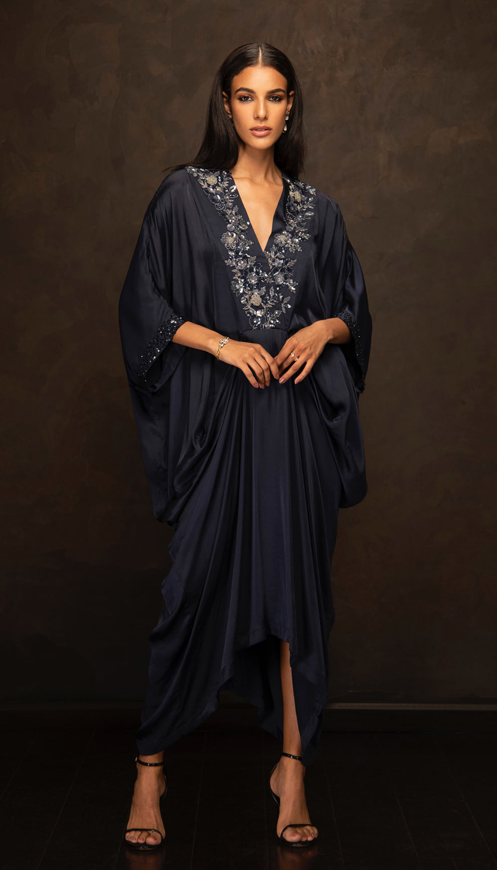 The Midnight Blue Embroidered Kaftan