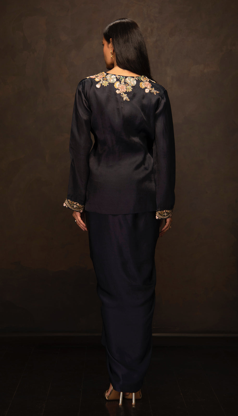 The Black Antique Gold Embroidered Co-ord Set