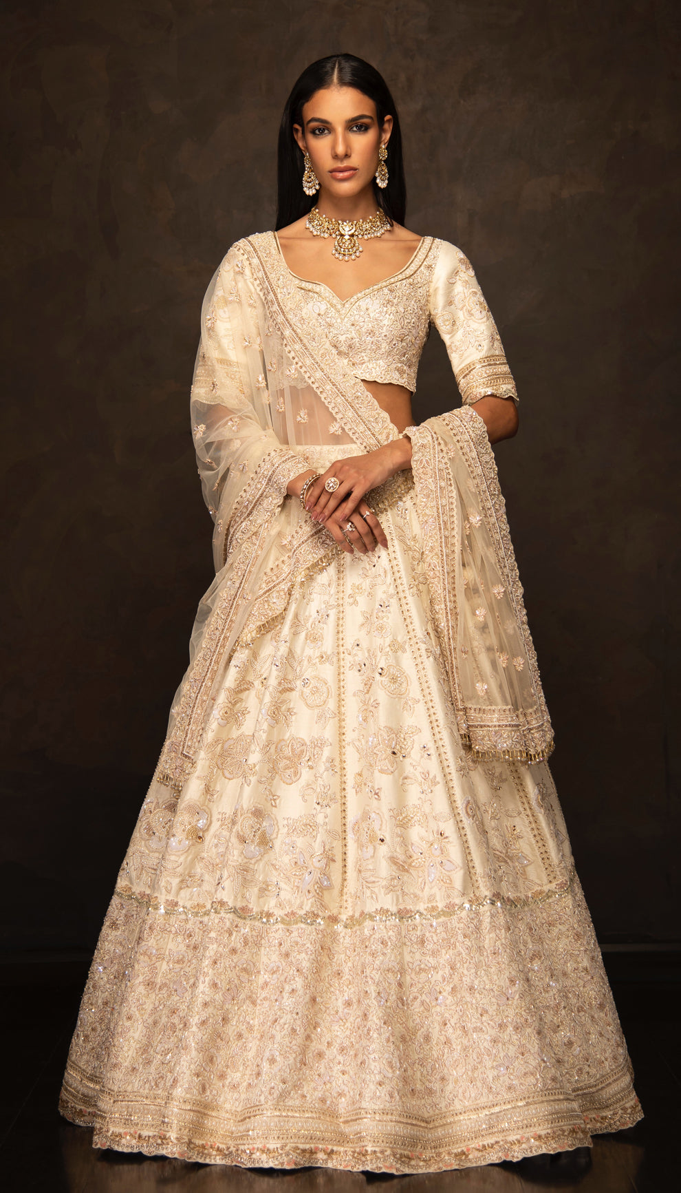 The Ivory Raw Silk Lehenga