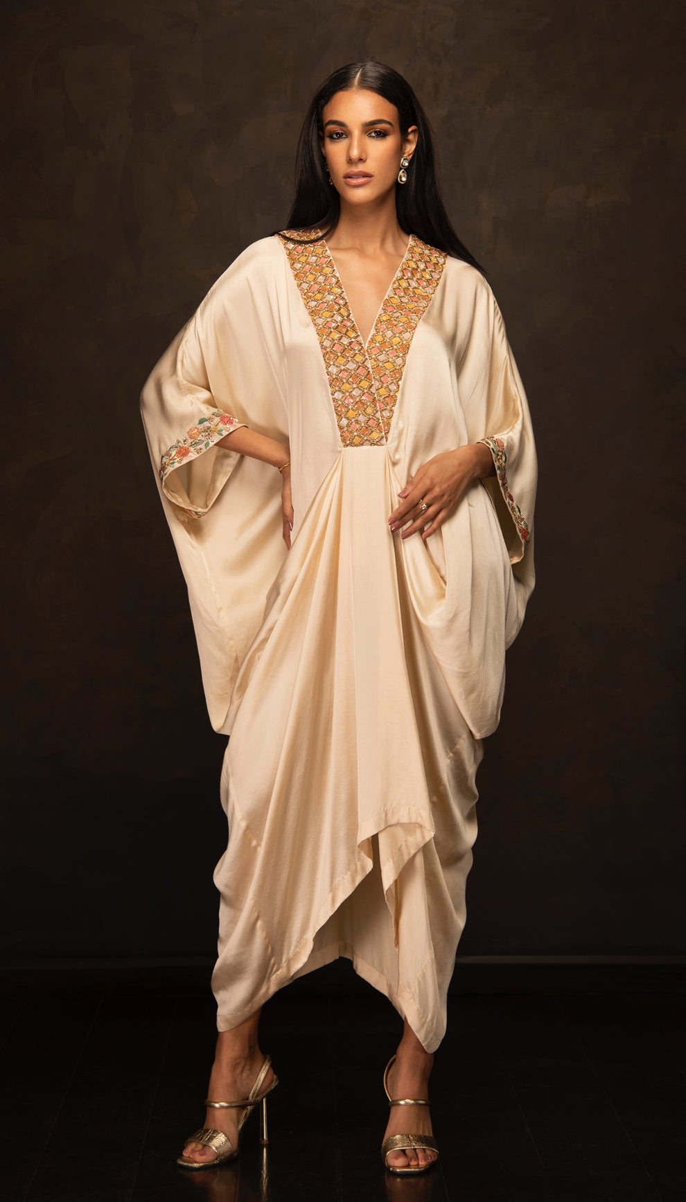 The Muted Ivory Viscose Satin Kaftan