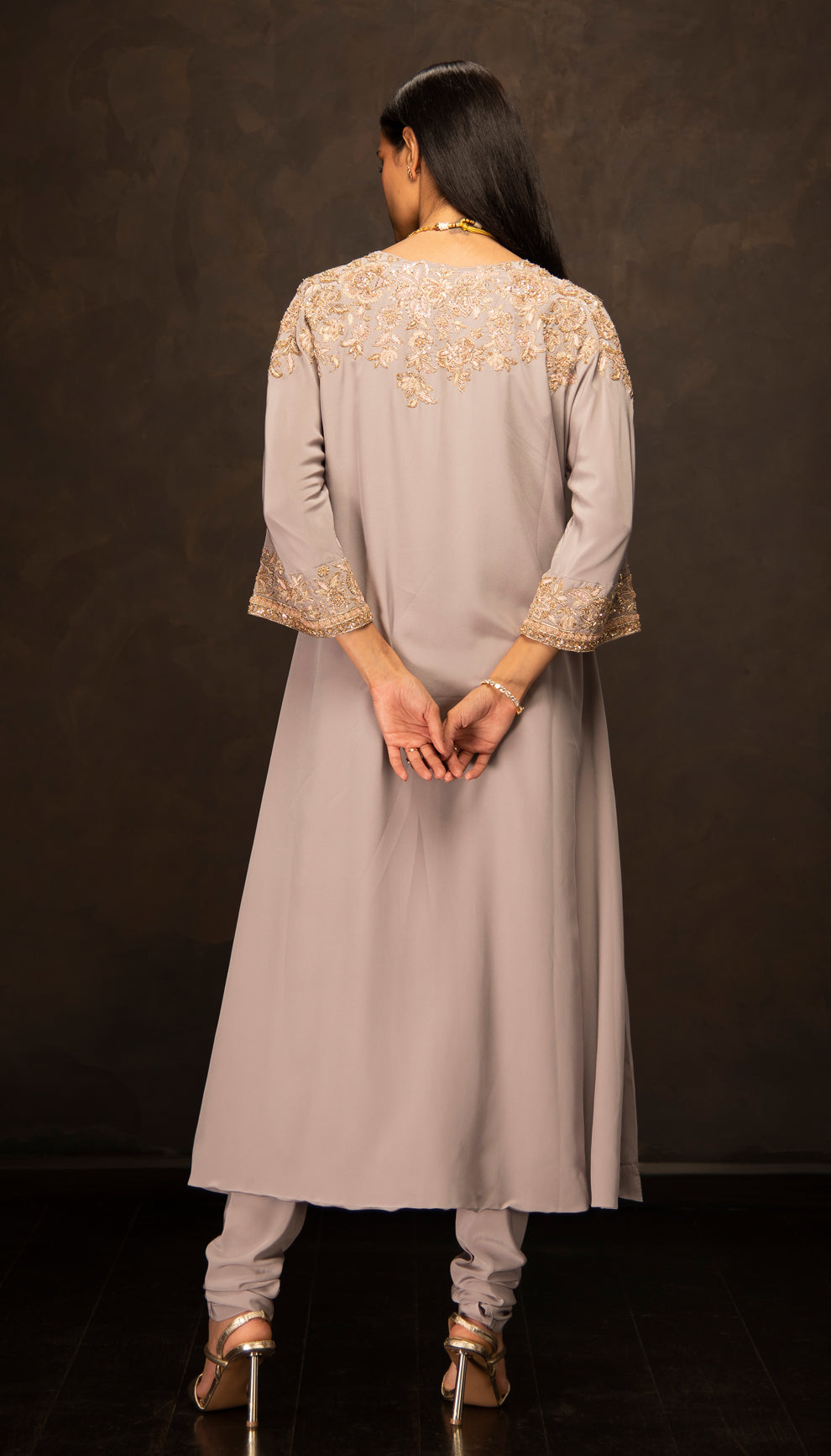 The Grey Crepe Silk Kurta Set