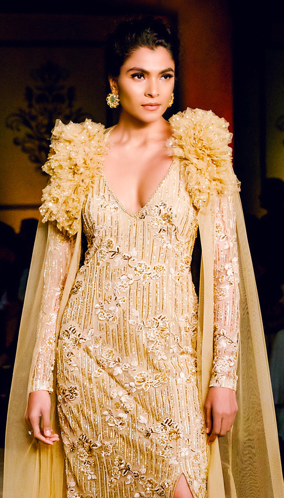 The Champagne Floral Gown