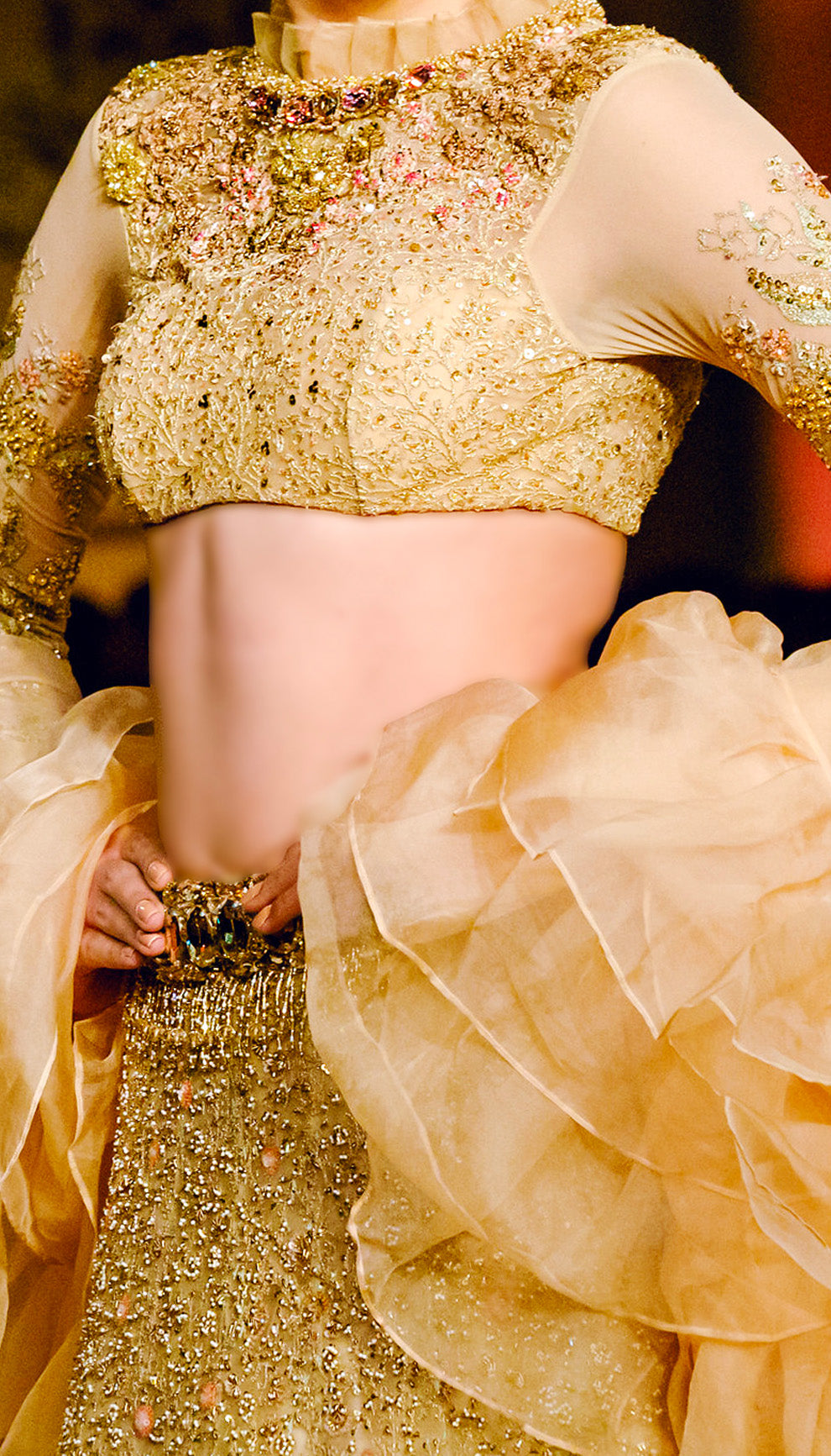 The Champagne Gold Tulle Lehenga