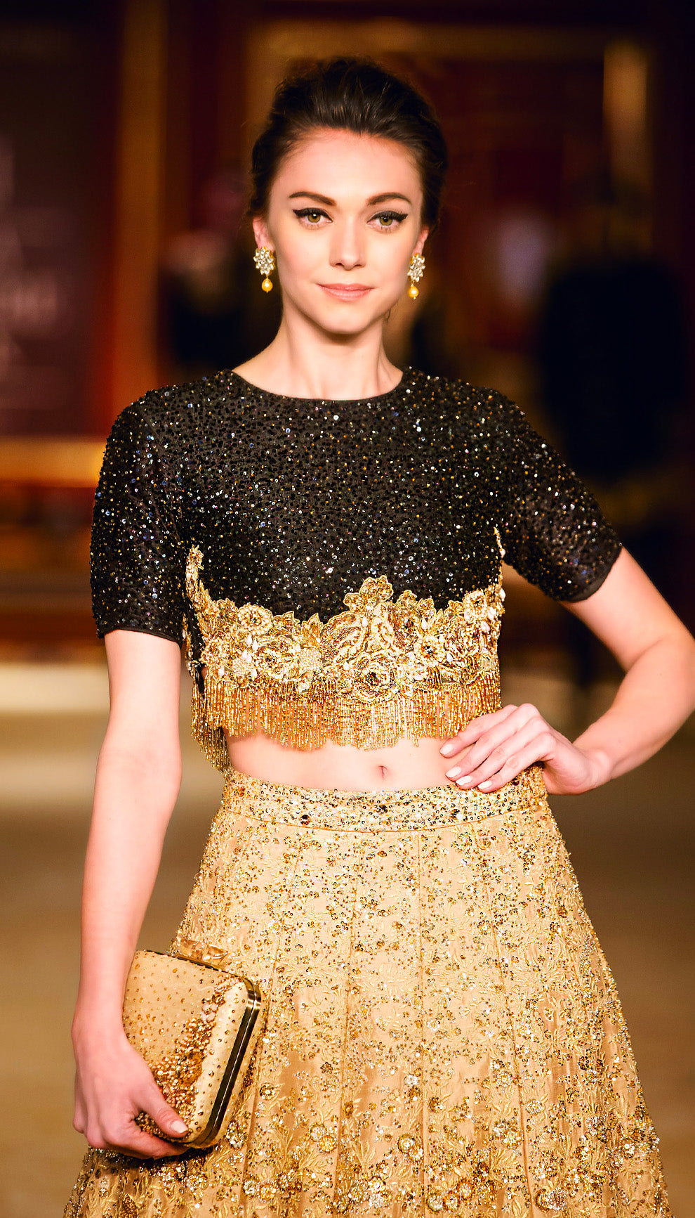 The Champagne Gold Raw Silk Lehenga