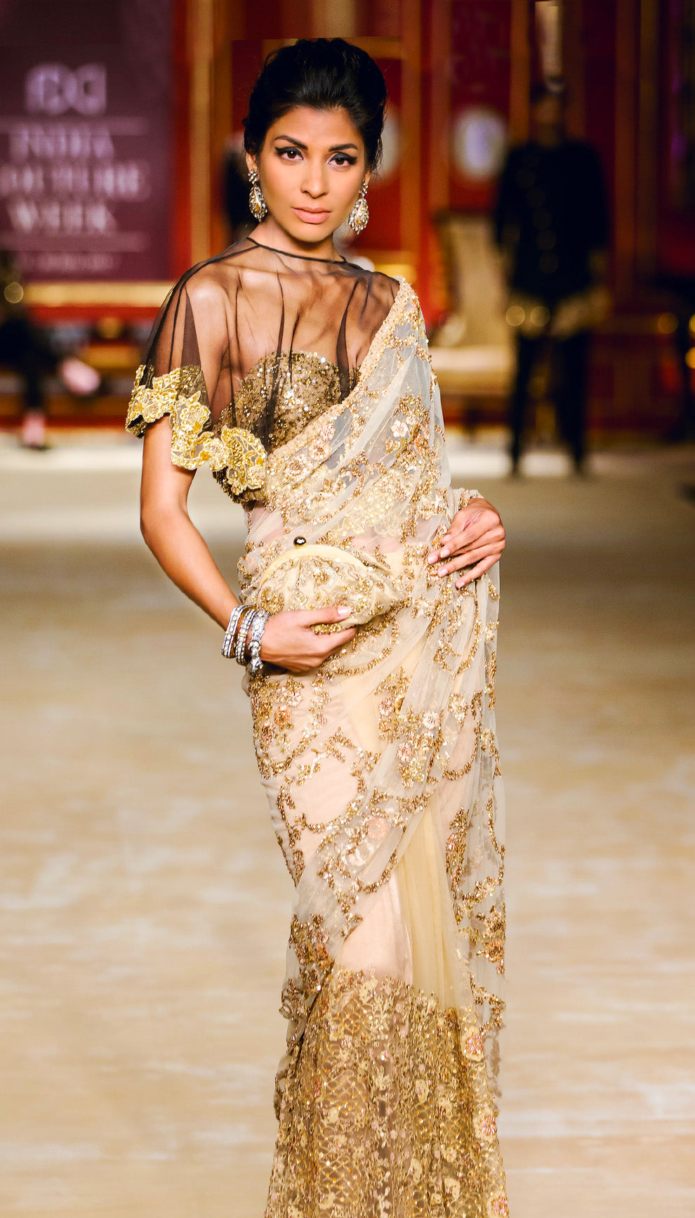 The Champagne Tulle Saree