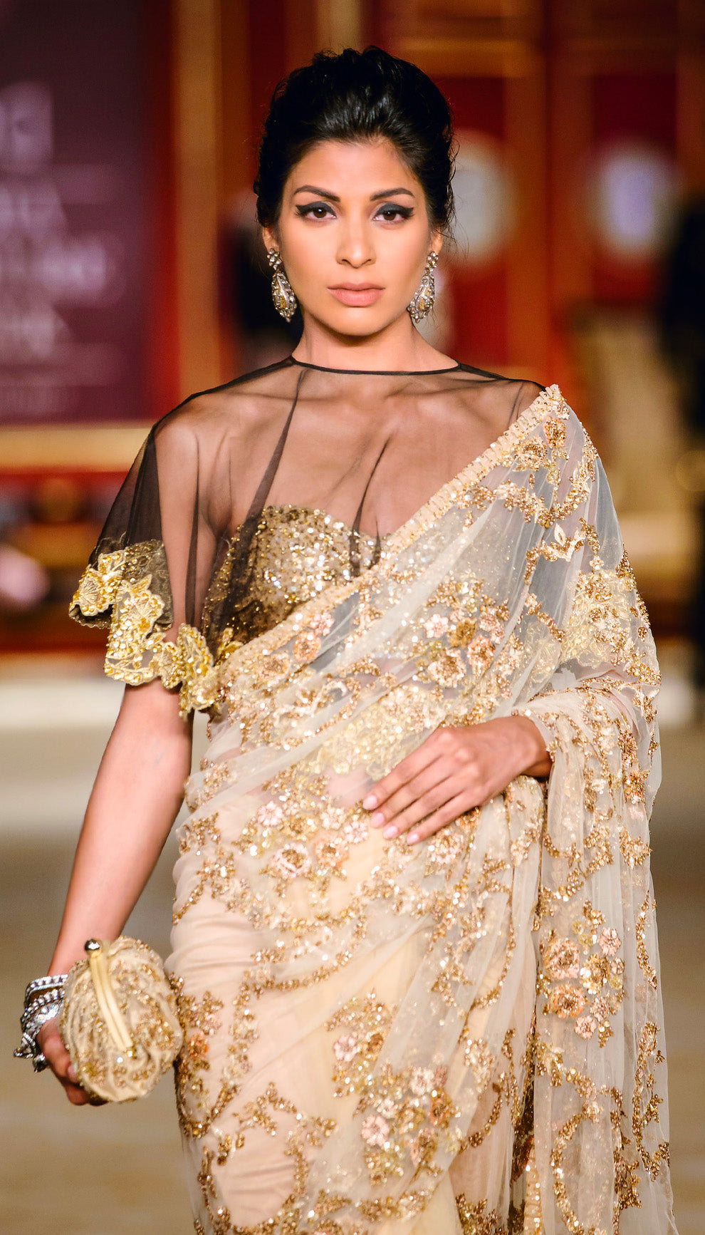 The Champagne Tulle Saree