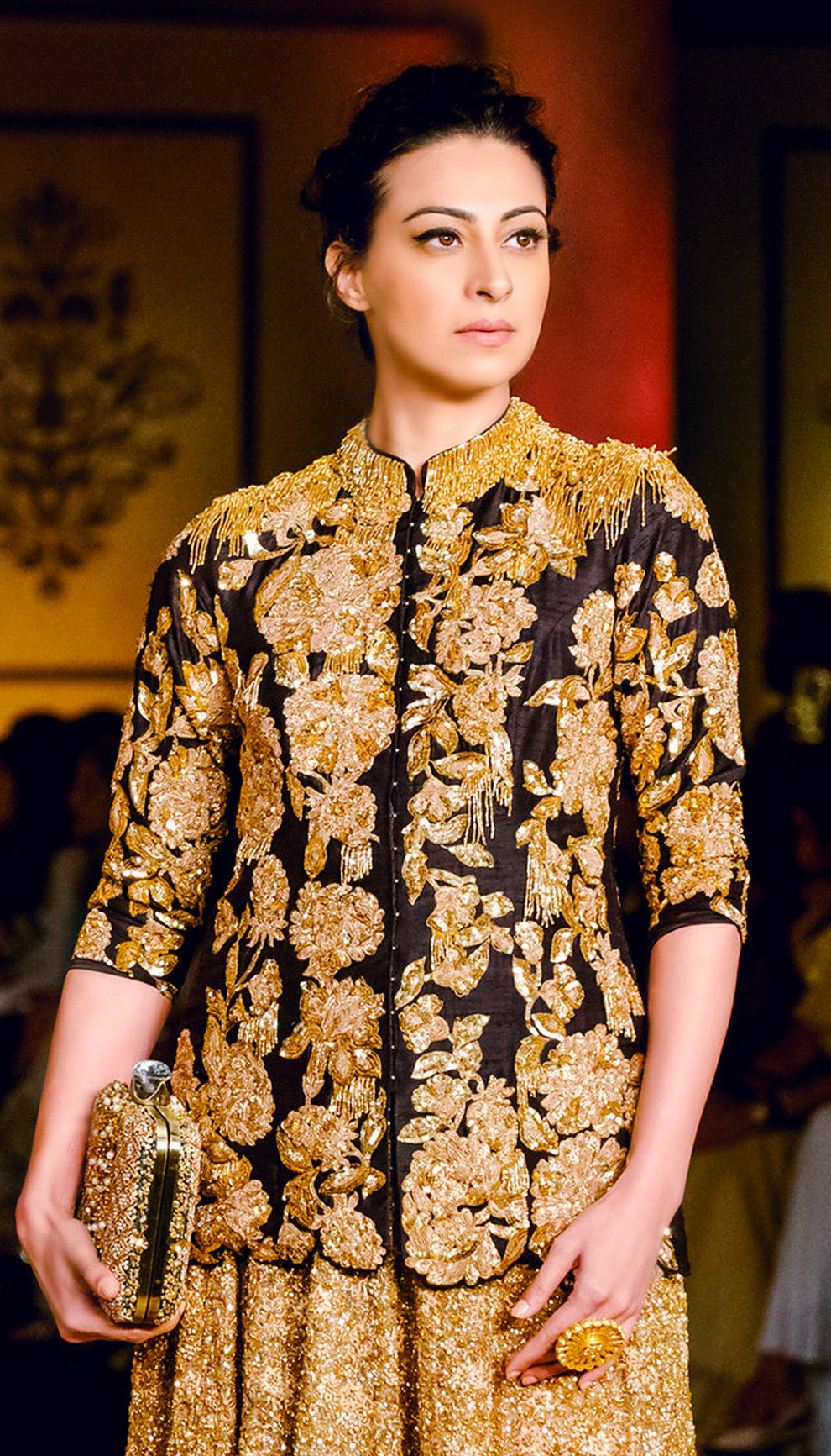 The Black Raw Silk Embroidered Jacket