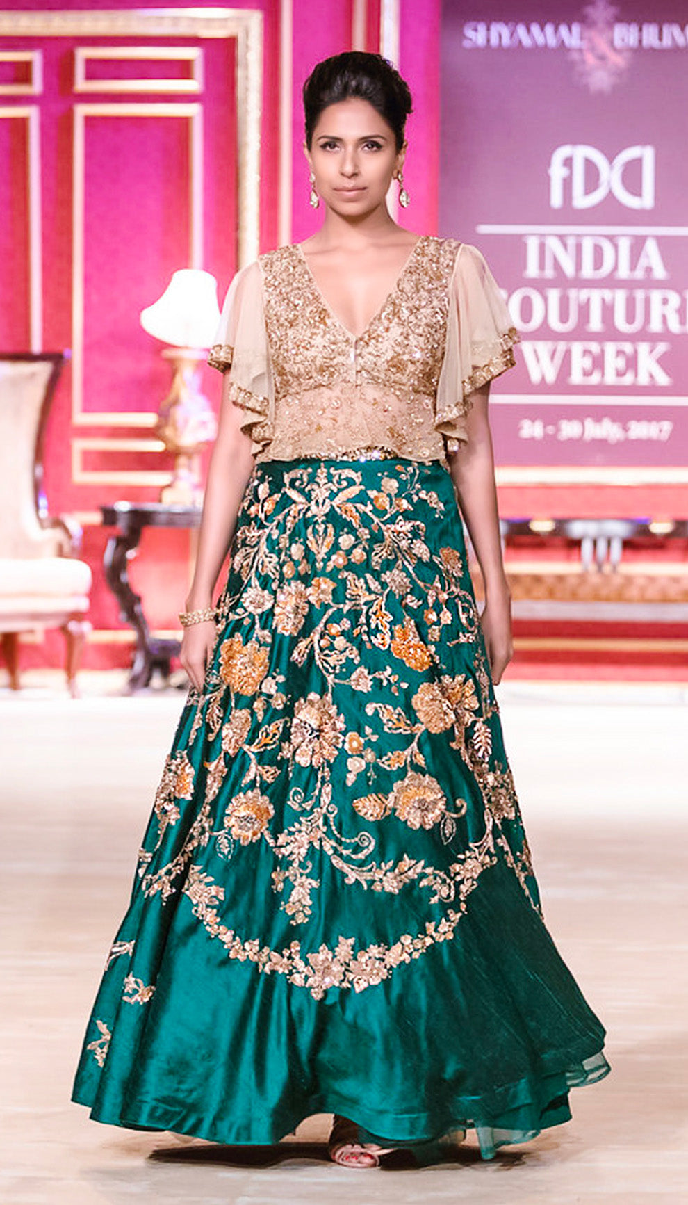 The Emerald Green Raw Silk Lehenga