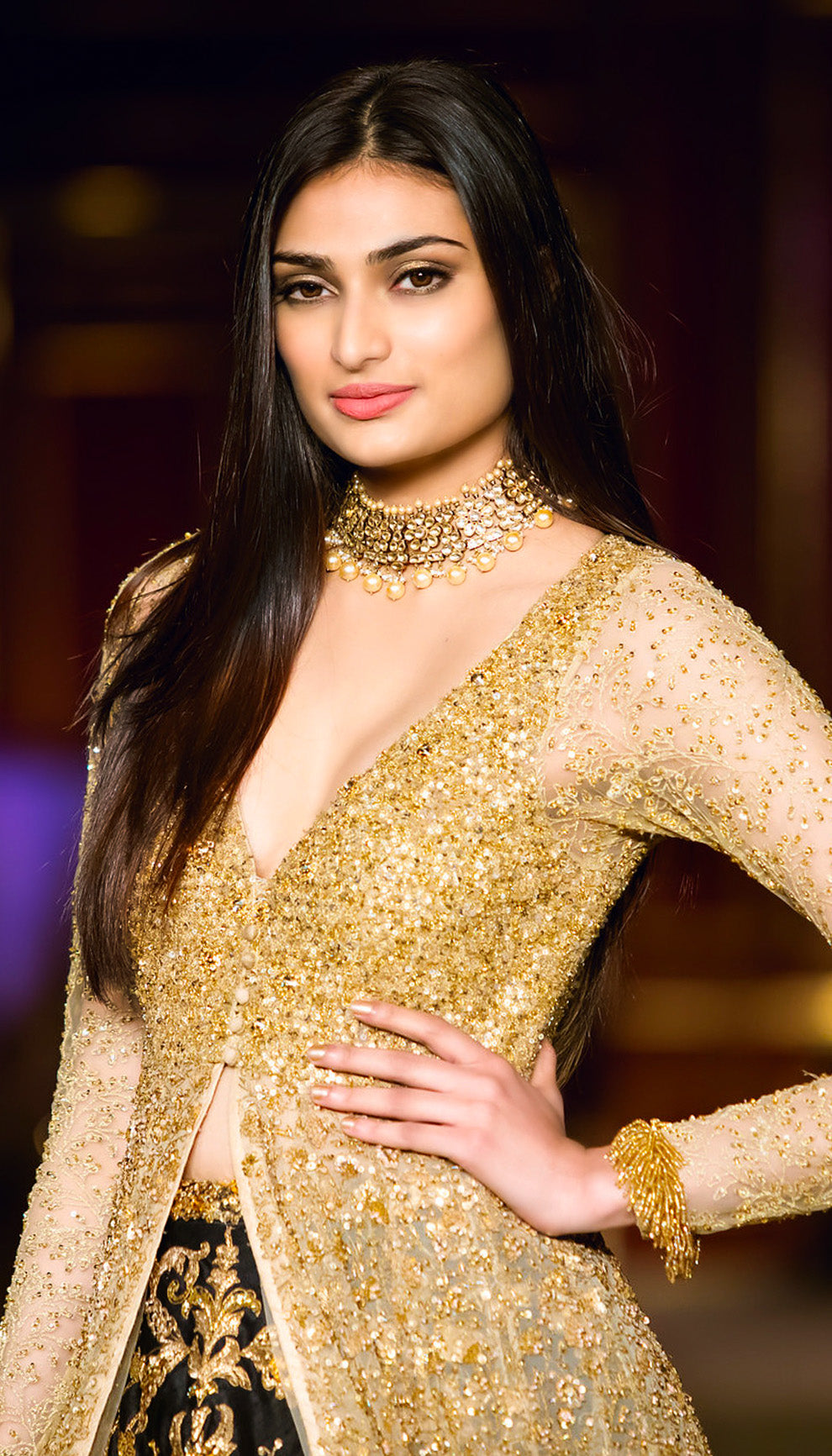 The Champagne Gold Tulle Jacket Lehenga
