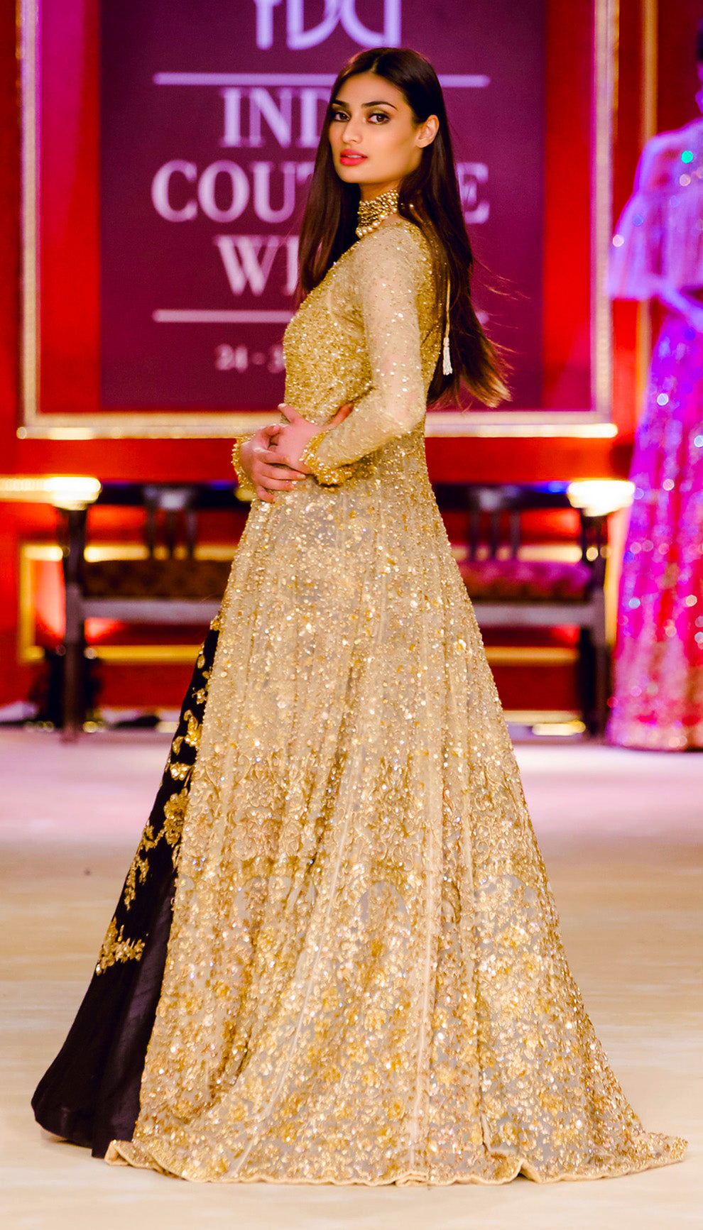 The Champagne Gold Tulle Jacket Lehenga