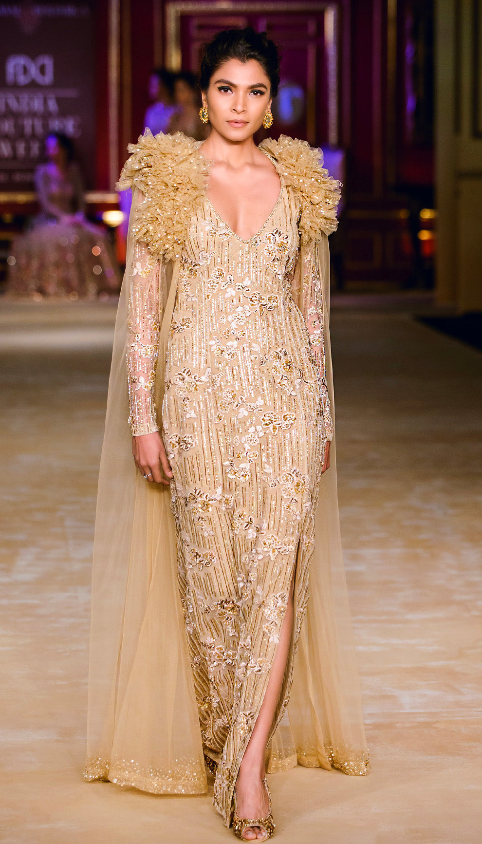 The Champagne Floral Gown