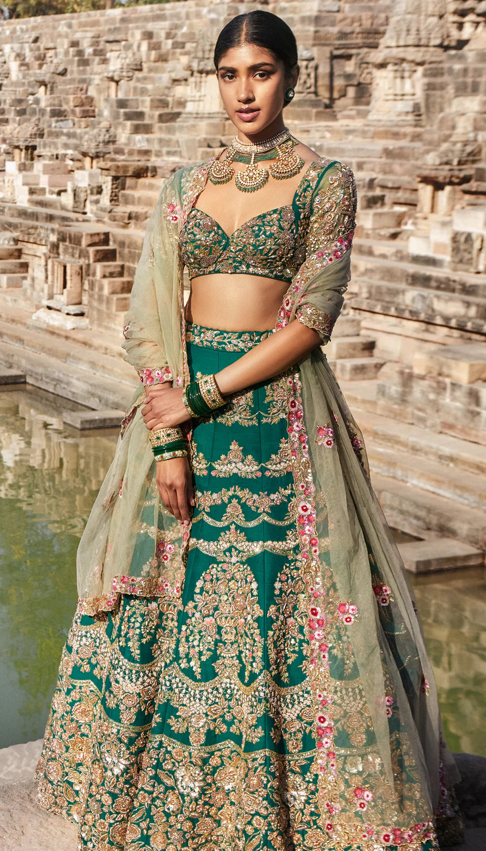 Forest Green Bridal Lehenga