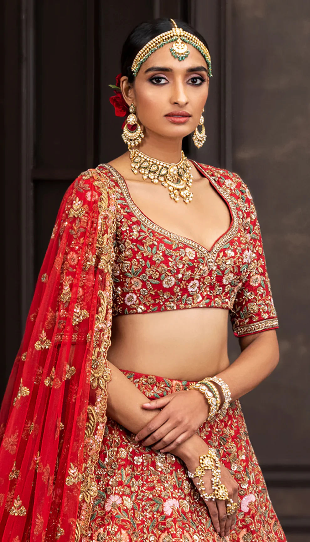 Deep Red Bridal Lehenga