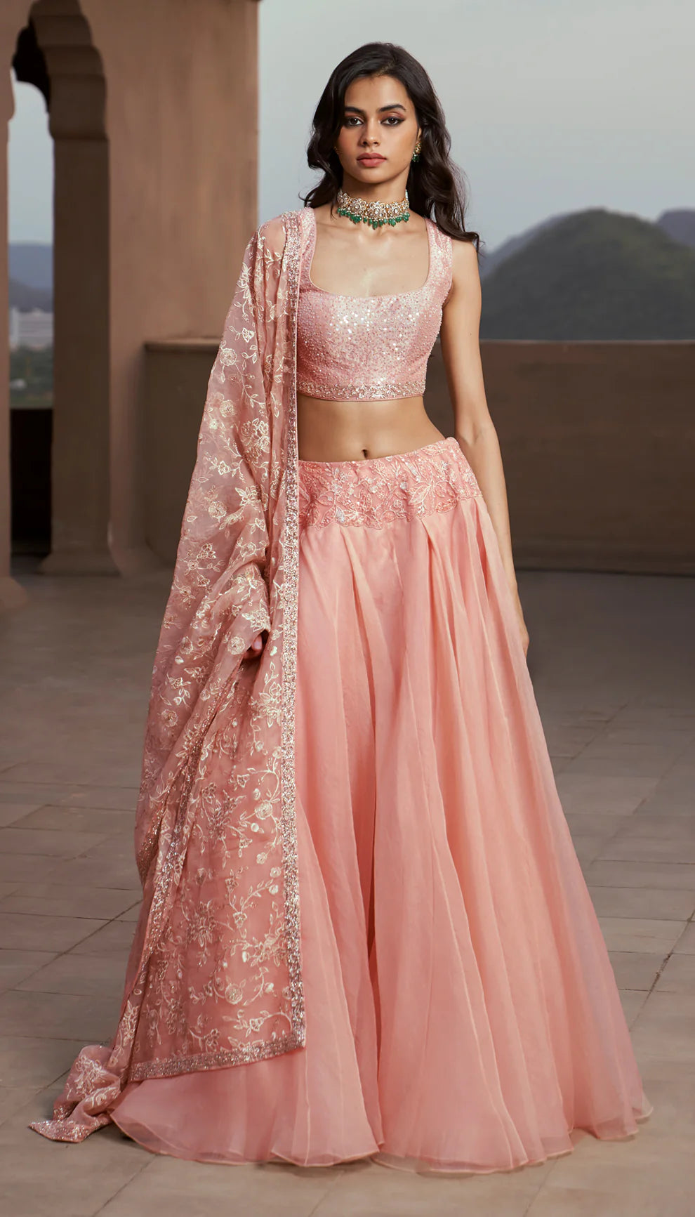Blush pink lehenga choli discount