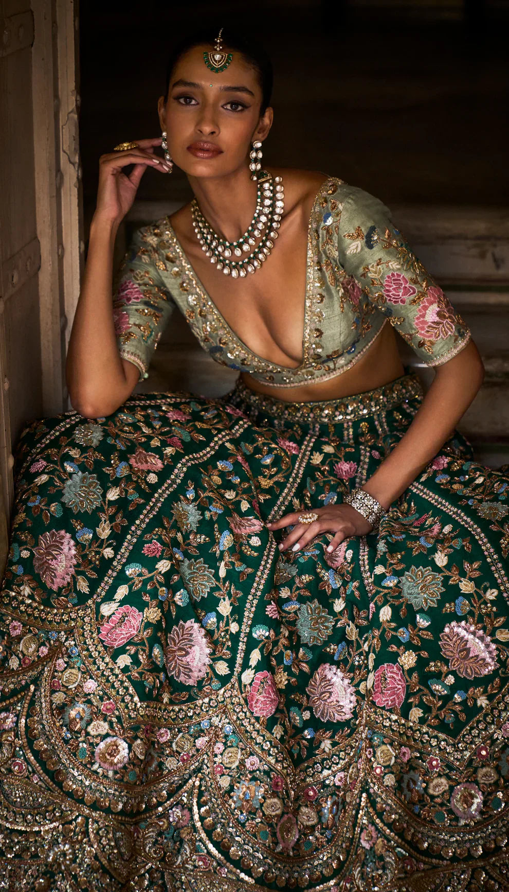 Pichwai Green Lehenga