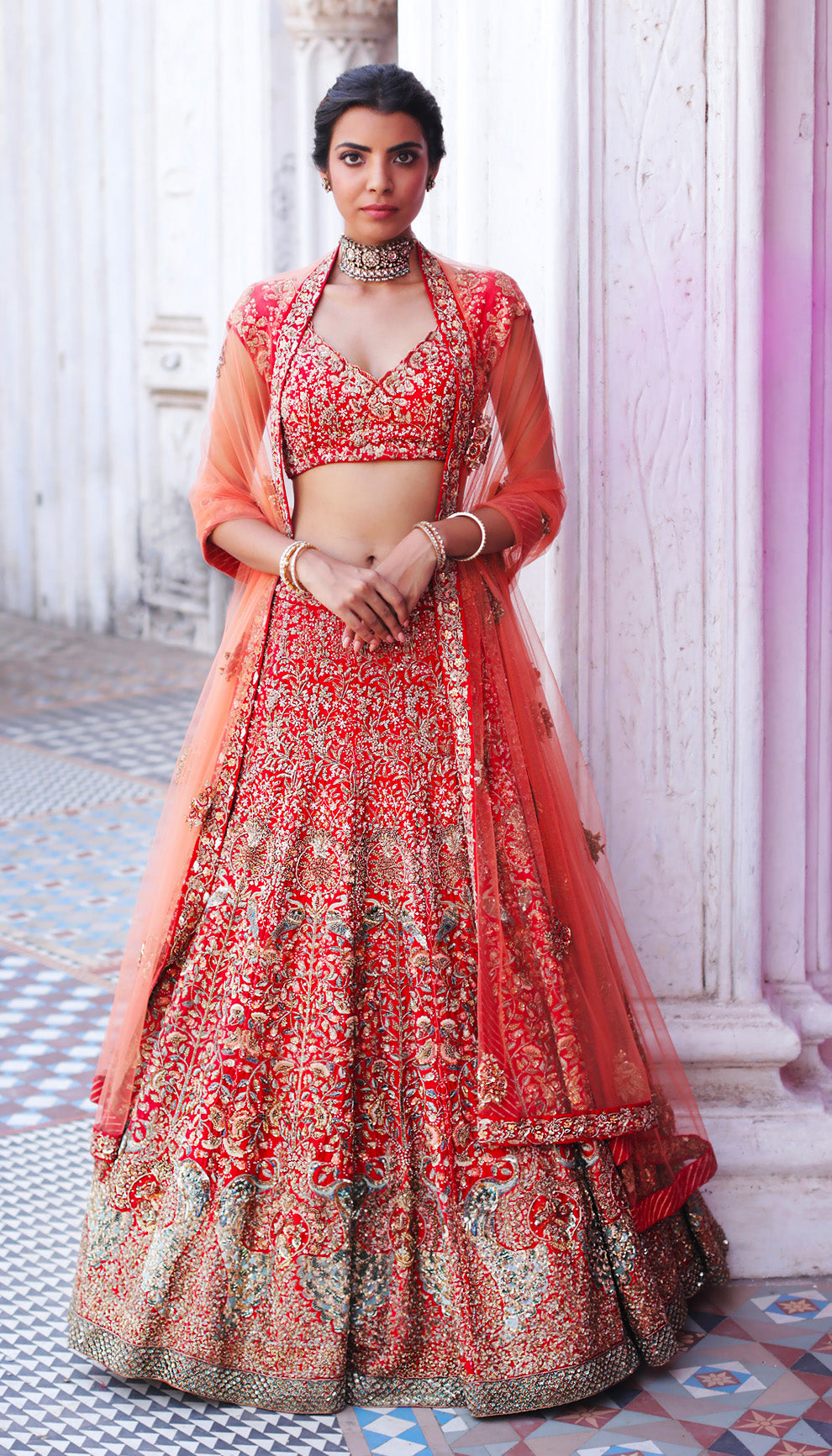 The Flaming Scarlet Peacock Lehenga