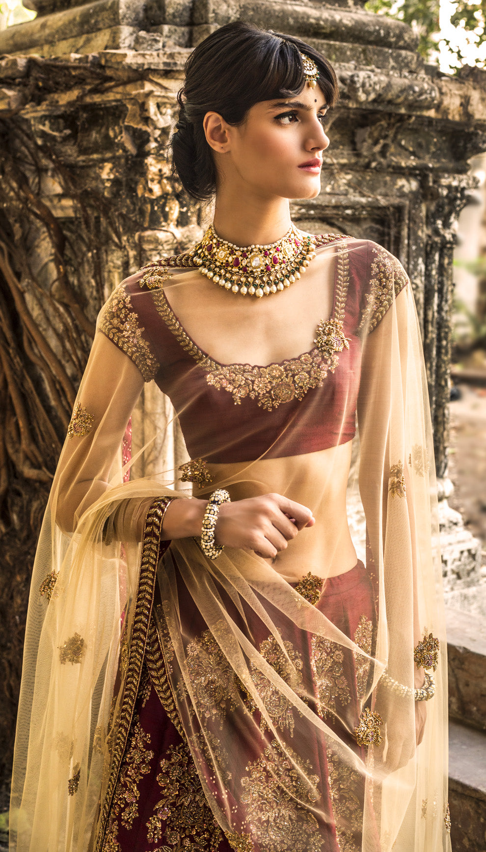 The Ruby Wine Baroque Lehenga