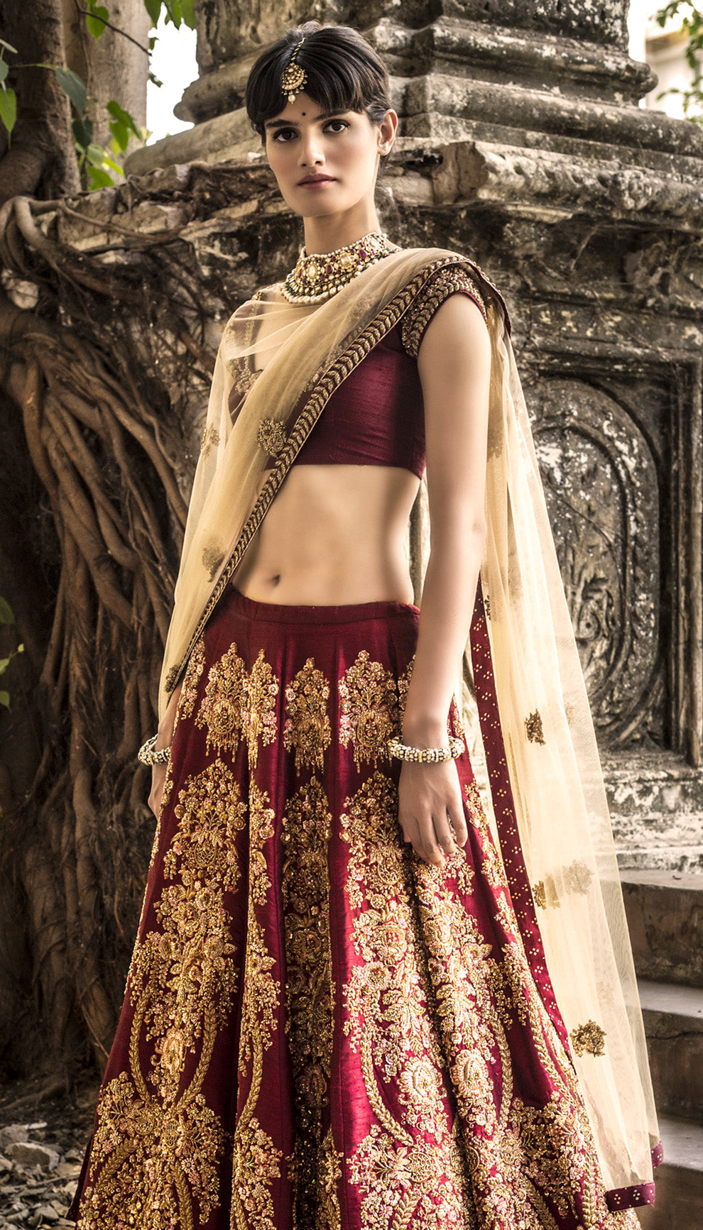 The Ruby Wine Baroque Lehenga