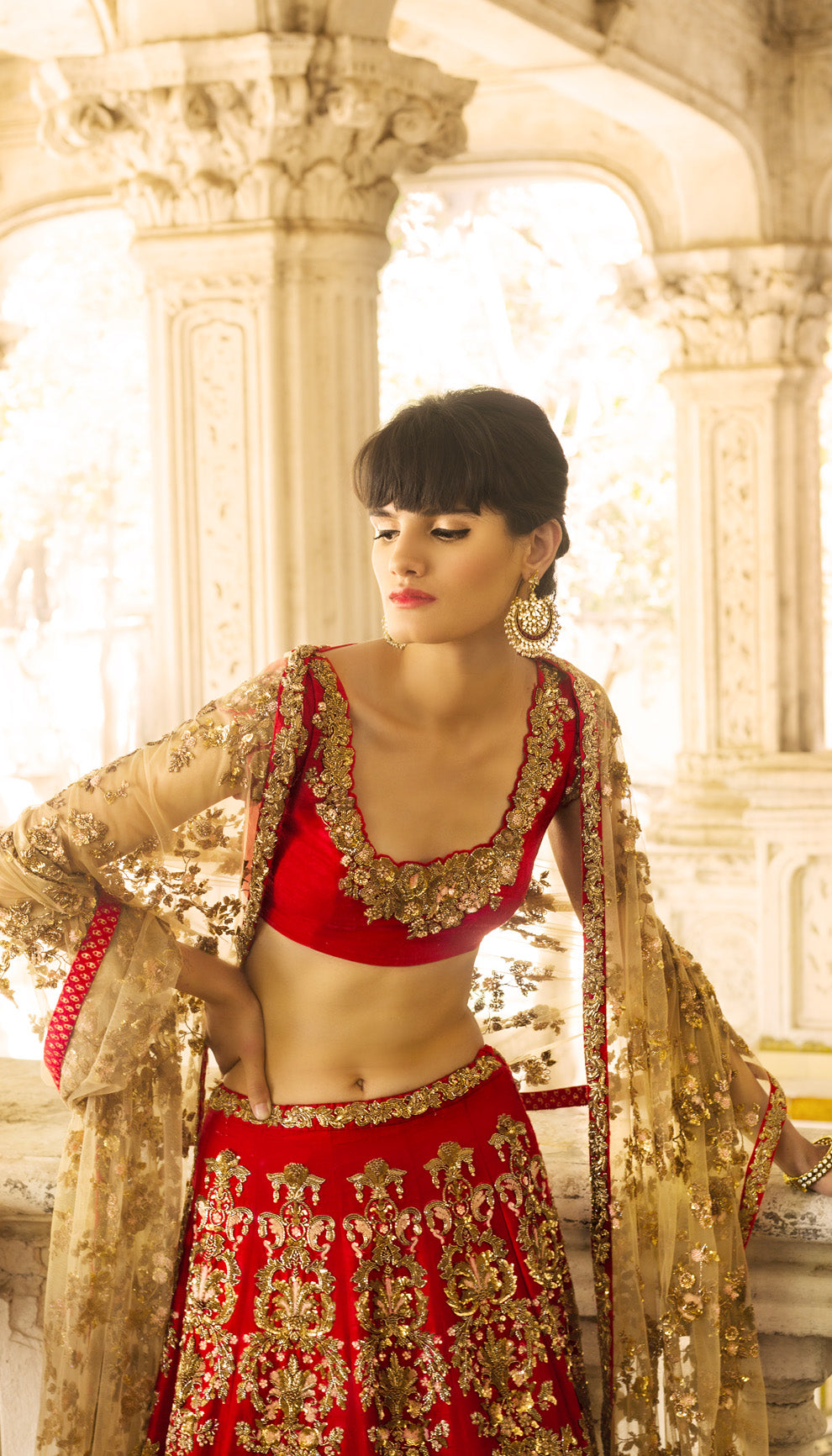 The Flaming Scarlet Raw Silk Lehenga