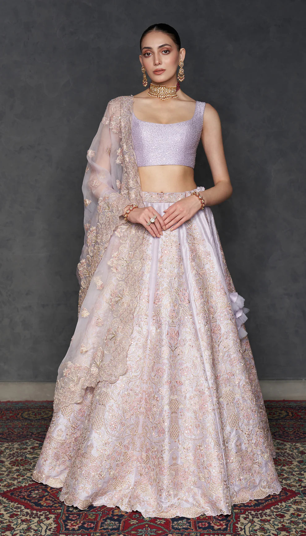 Lilac Raw Silk Lehenga