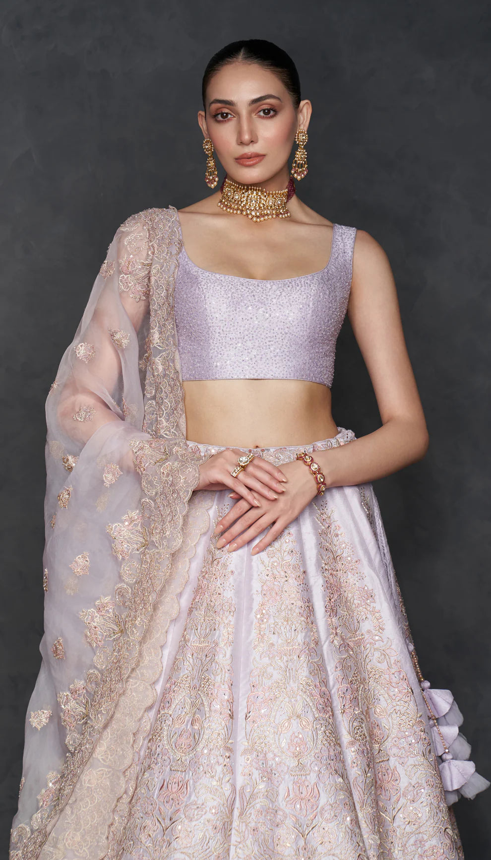 Lilac Raw Silk Lehenga