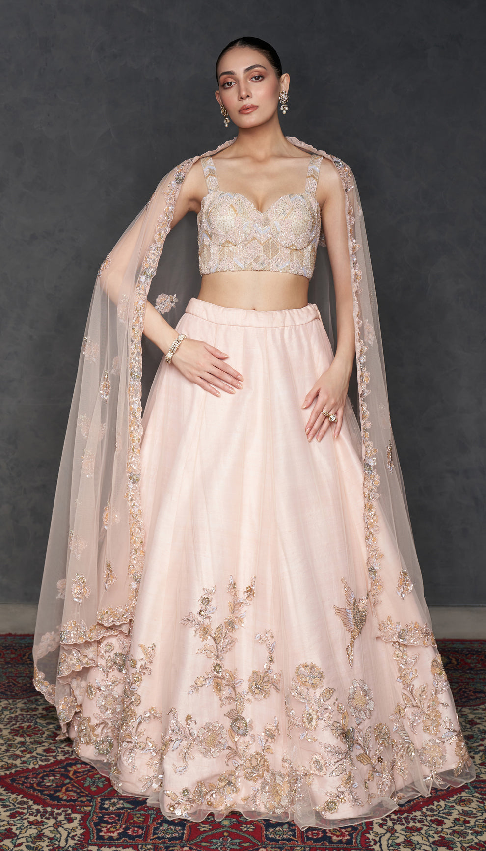 Blush Pink Tulle Lehenga