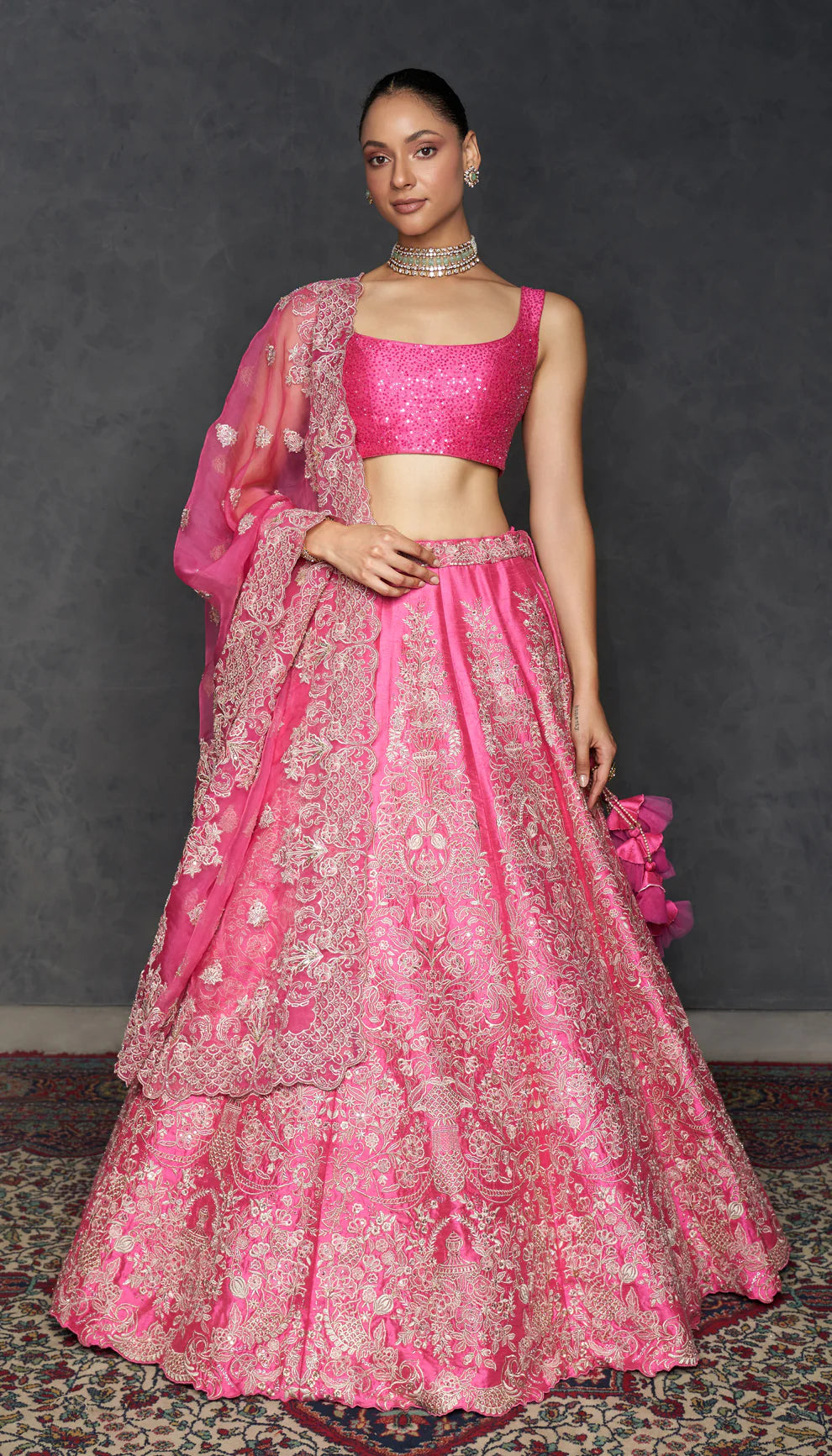 Candy pink Raw Silk Lehenga