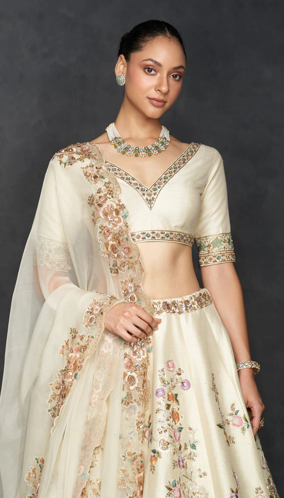 Ivory Vintage Rose Lehenga