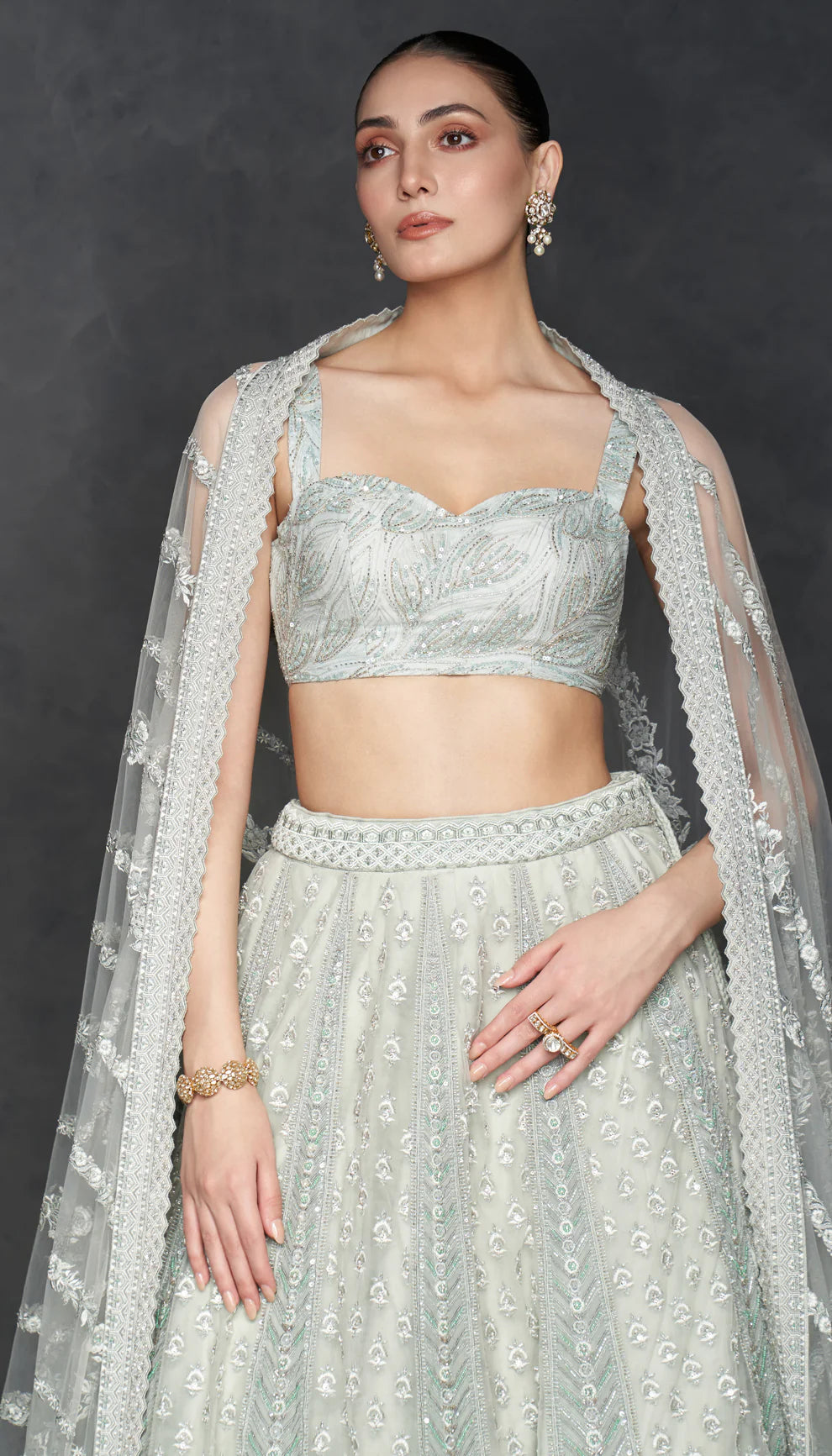 Powder Blue Tulle Lehenga