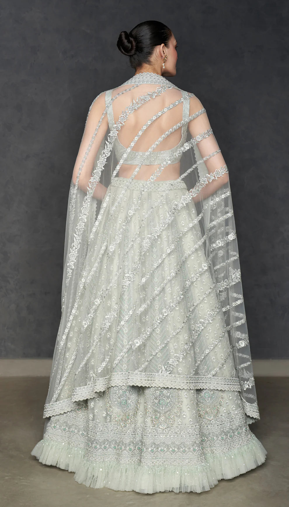 Powder Blue Tulle Lehenga