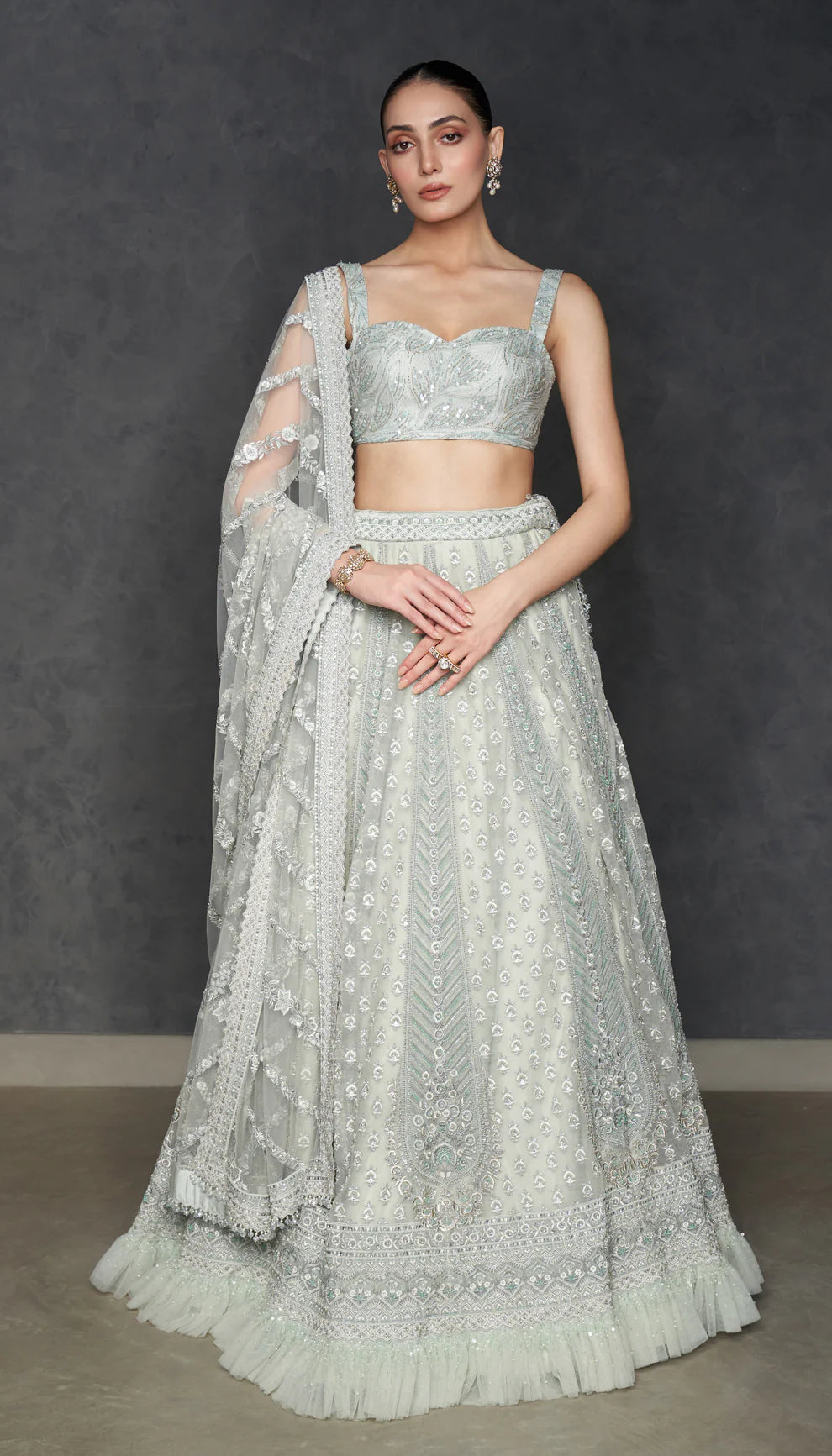 Powder Blue Tulle Lehenga