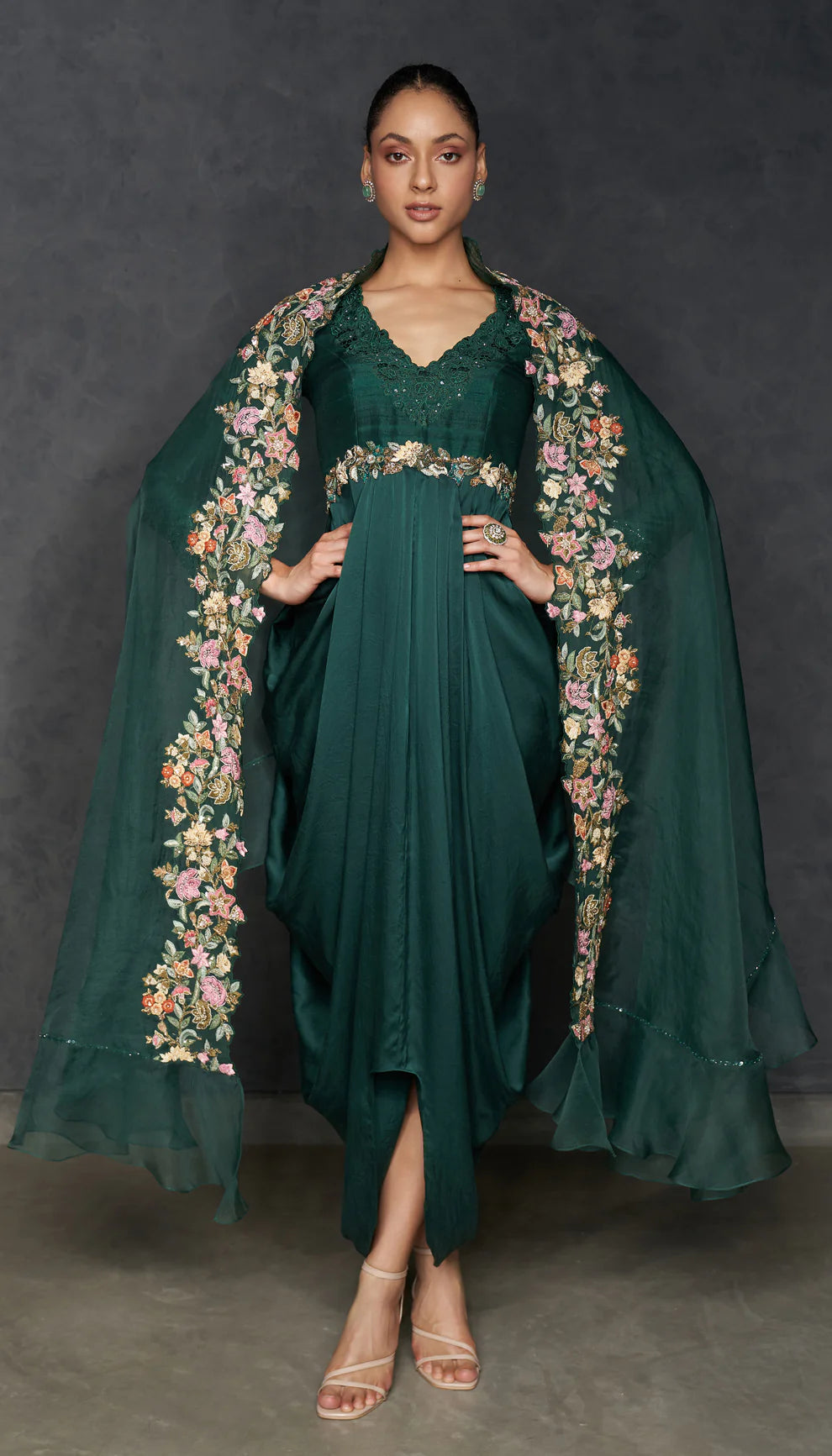 Forest Green Cowl Dress