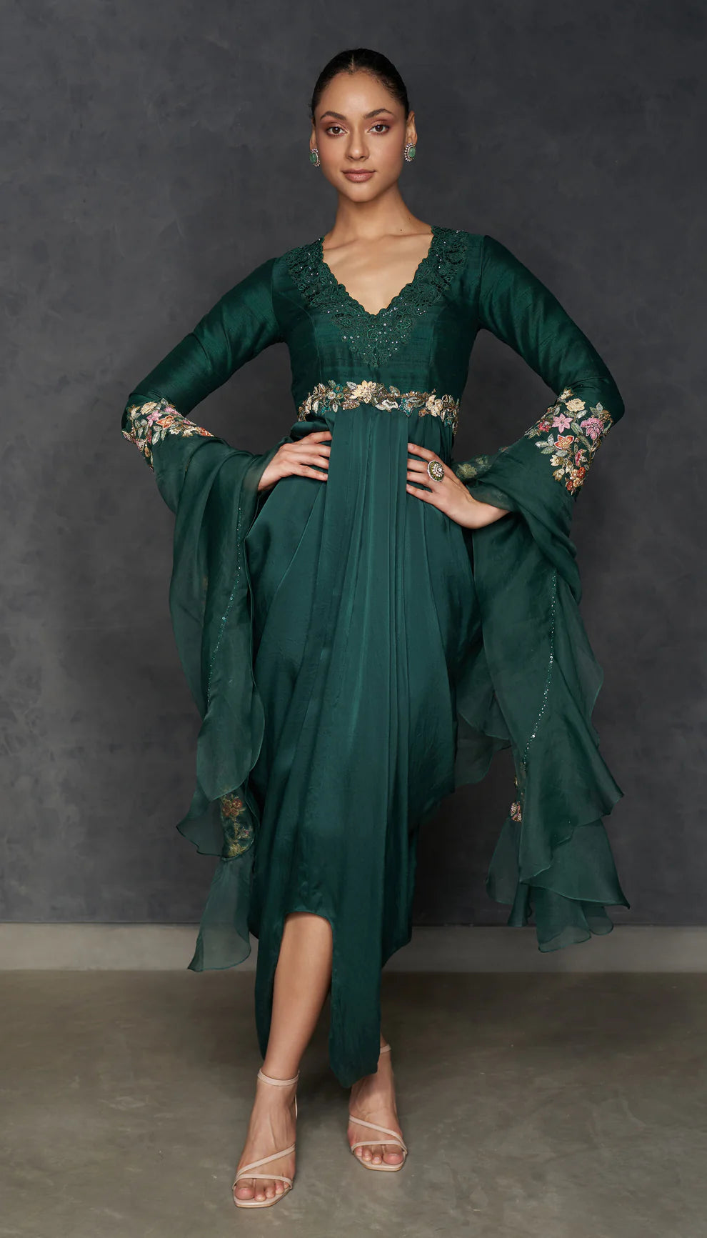 Forest Green Cowl Dress