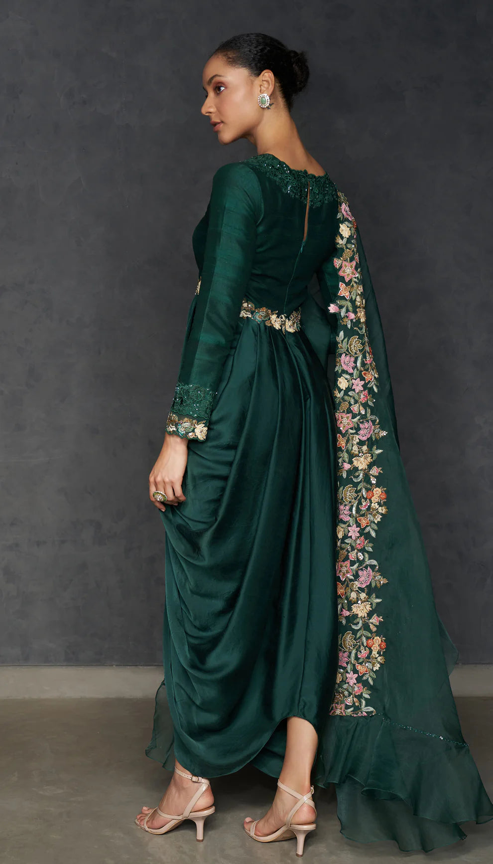 Forest Green Cowl Dress