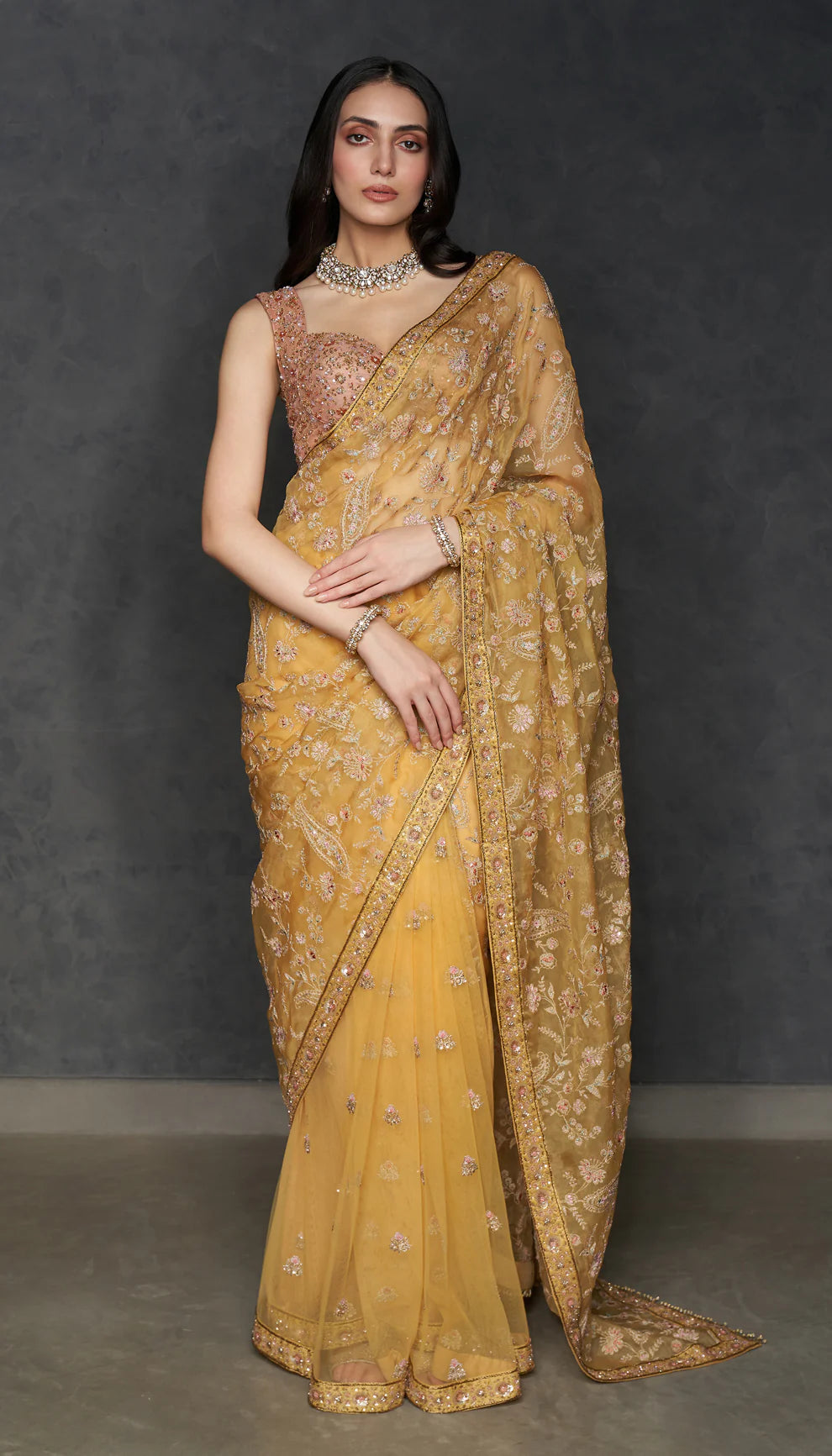 Ochre Organza Saree