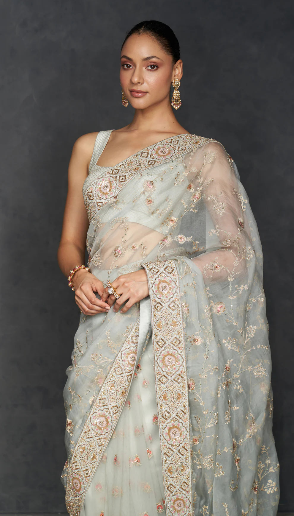 Powder Blue Organza Saree