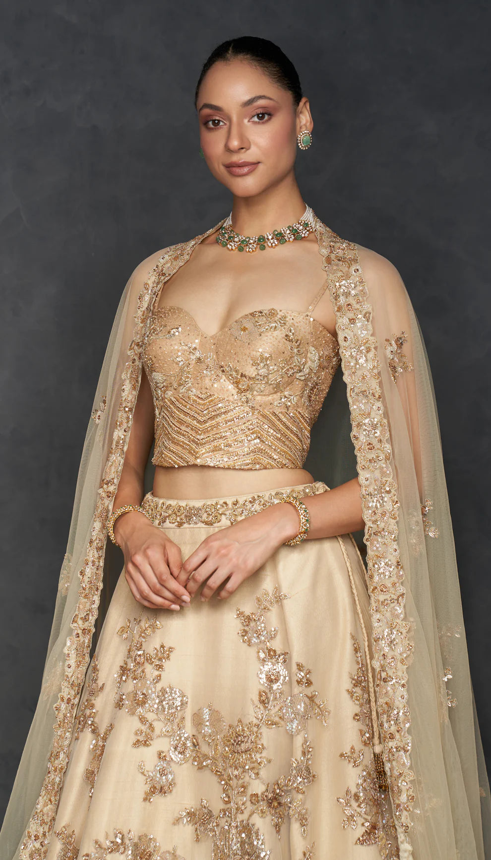 Champagne Magnolia Lehenga