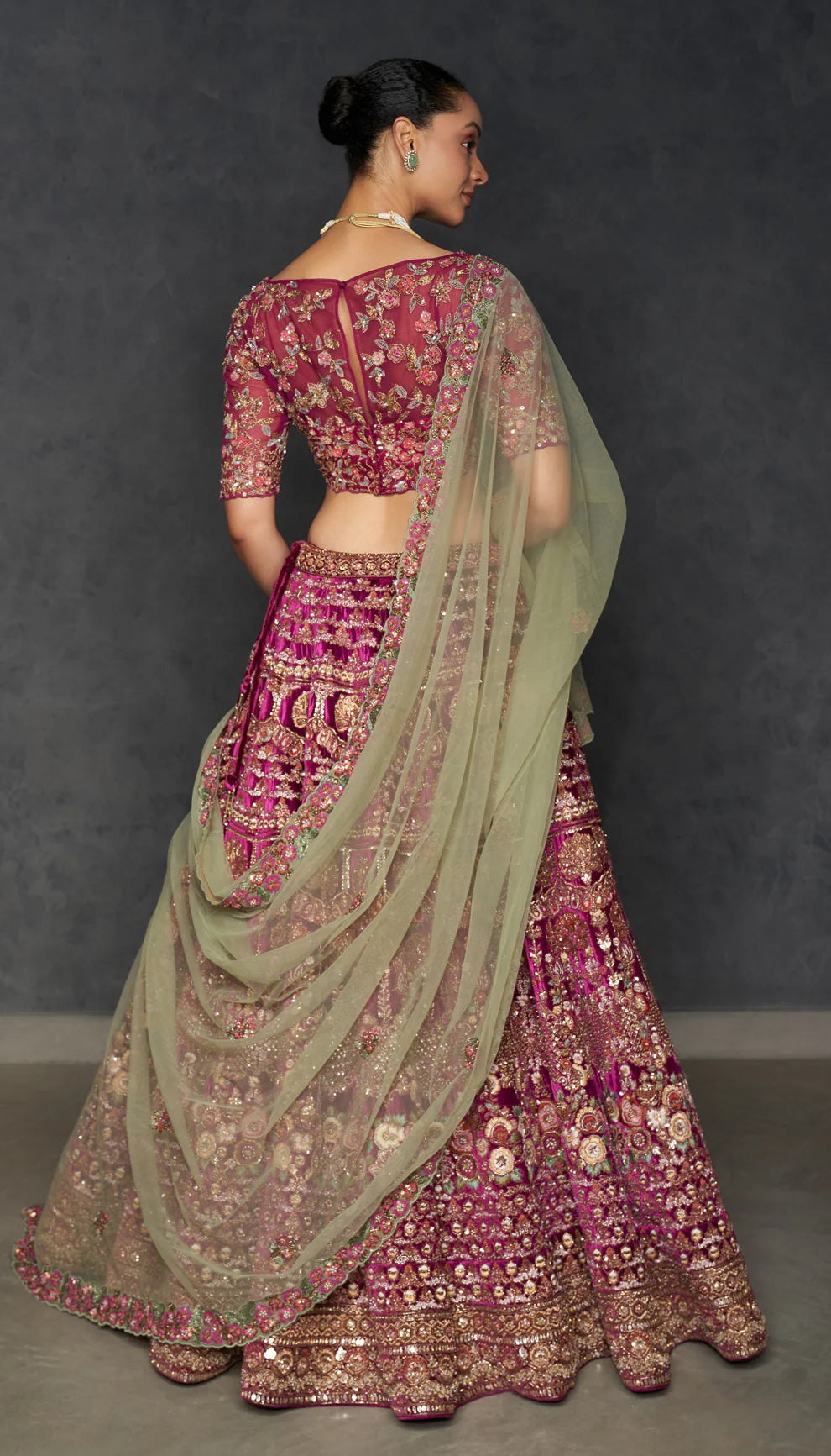 Deep Magenta Velvet Lehenga