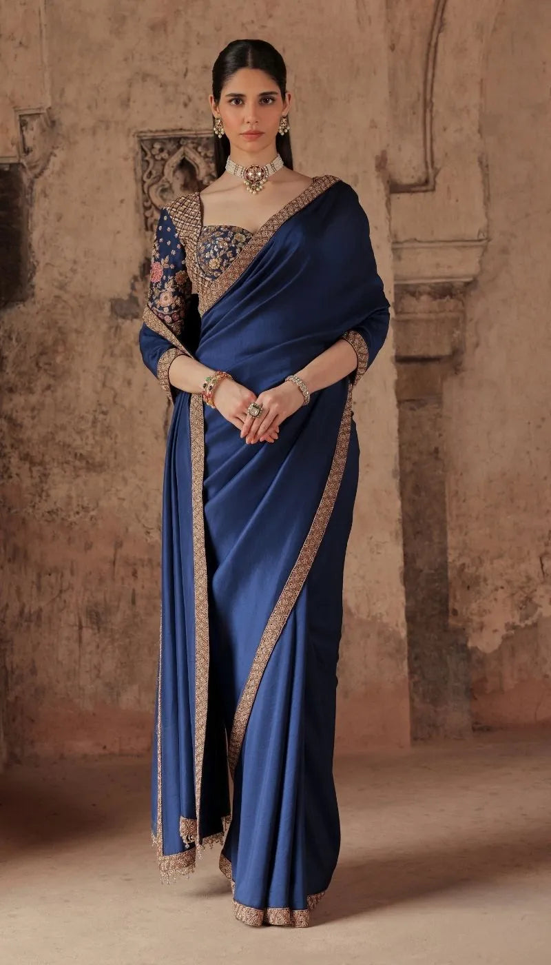 A Royal Blue Silk Dupion Saree