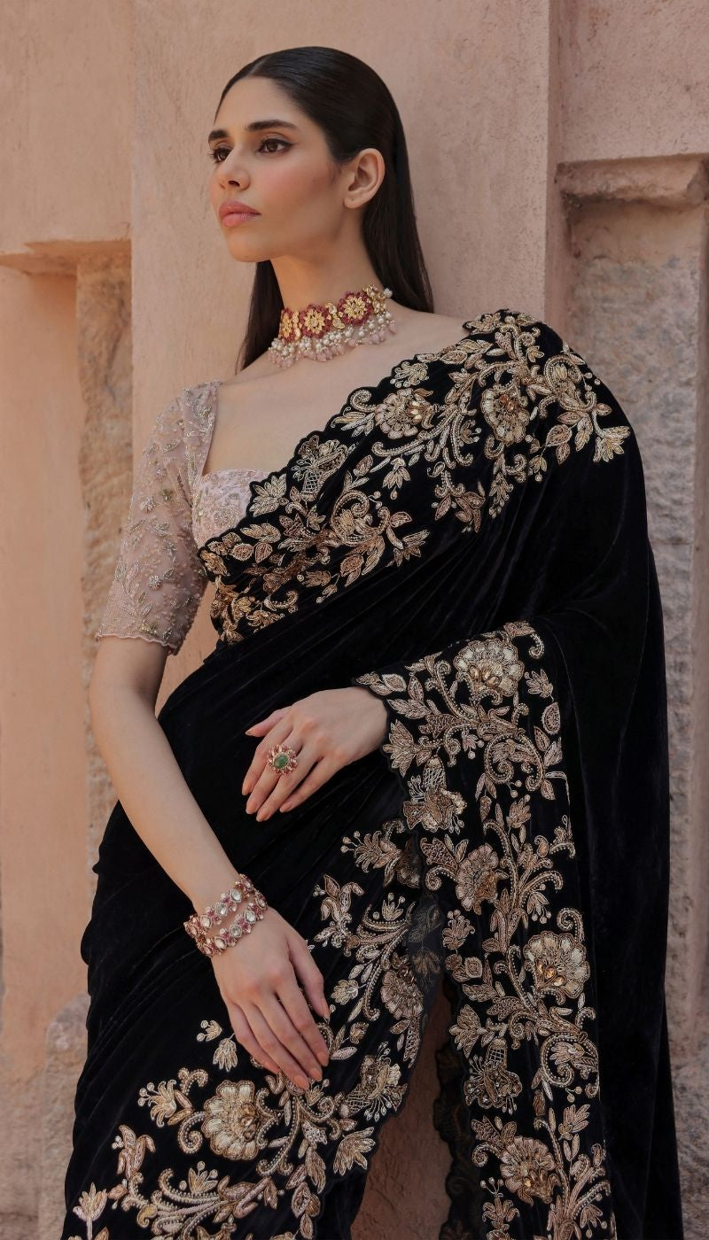 A Black Velvet Saree